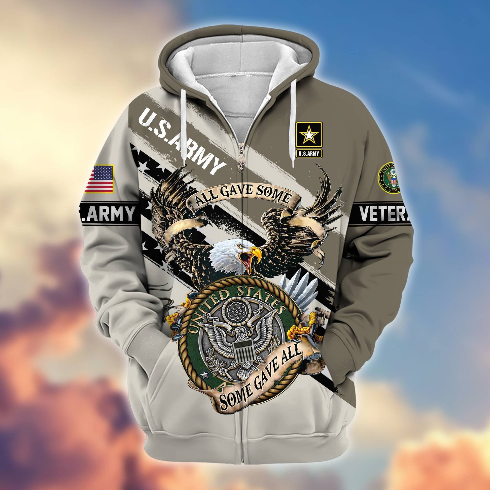Premium All Gave Some Some Gave All US Veterans Zip Hoodie BPVC181001, Gifts For US Veterans, Gifts For Veterans Day