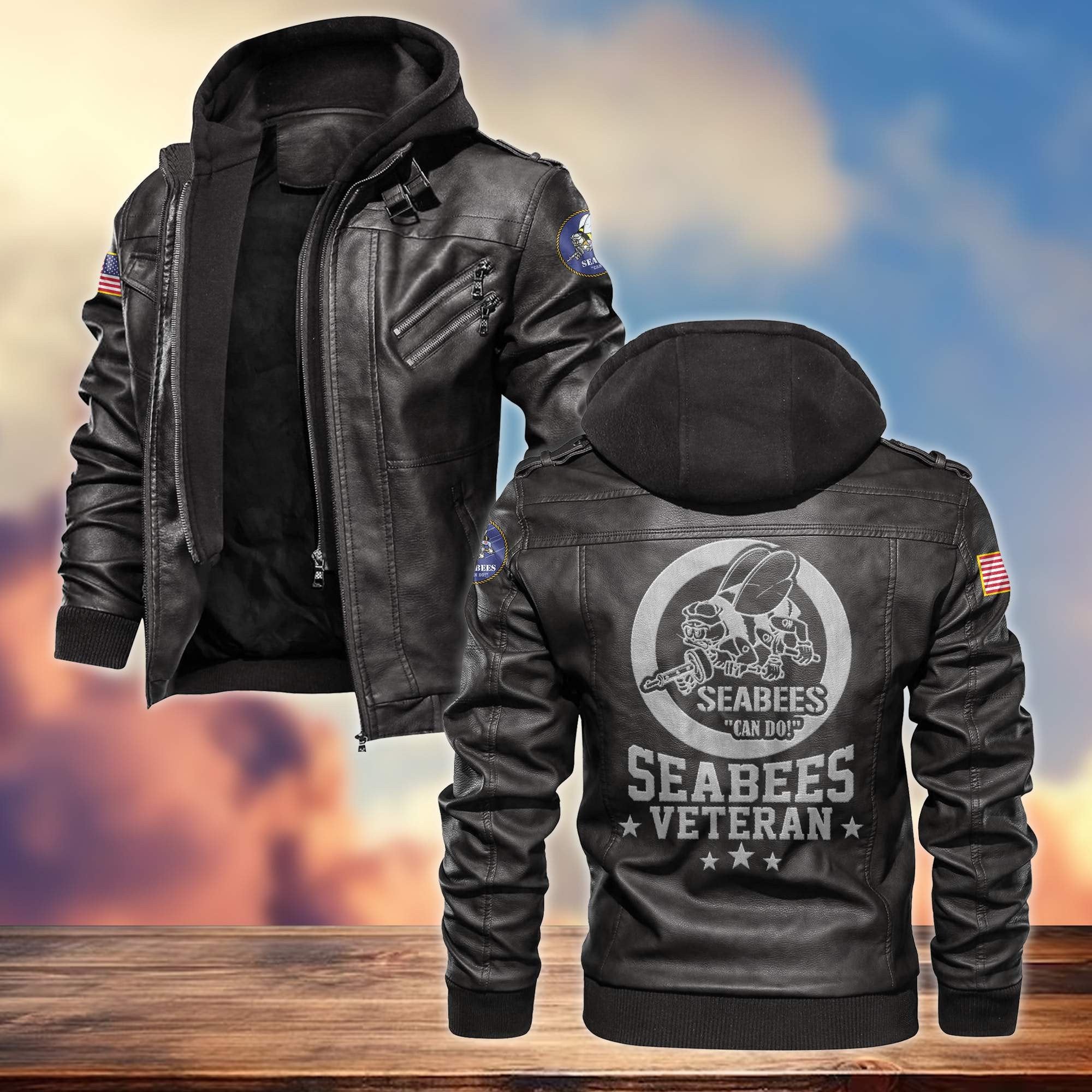 Premium US Veterans Leather Jacket APHN161011, Gifts For US Veterans