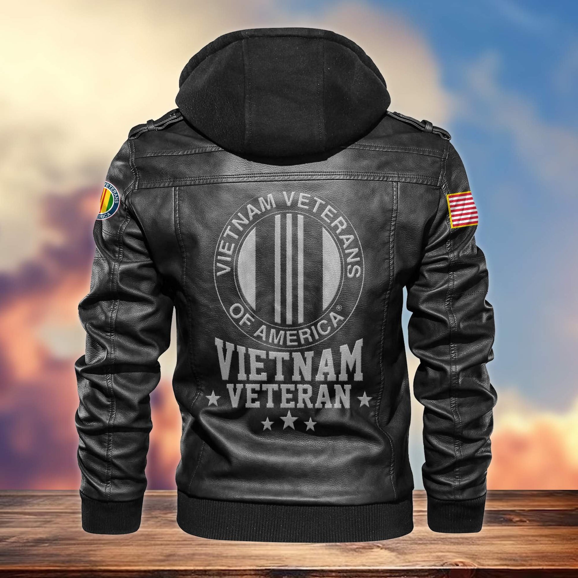 Premium US Veterans Leather Jacket APHN161011, Gifts For US Veterans