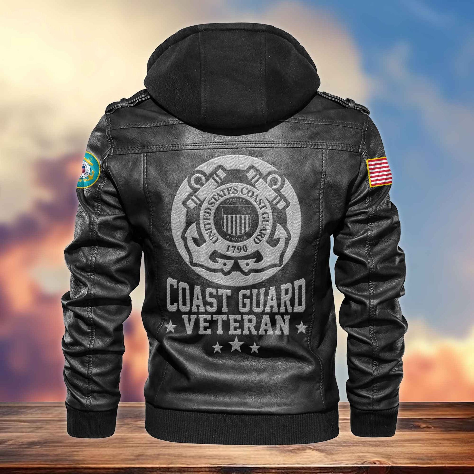 Premium US Veterans Leather Jacket APHN161011, Gifts For US Veterans