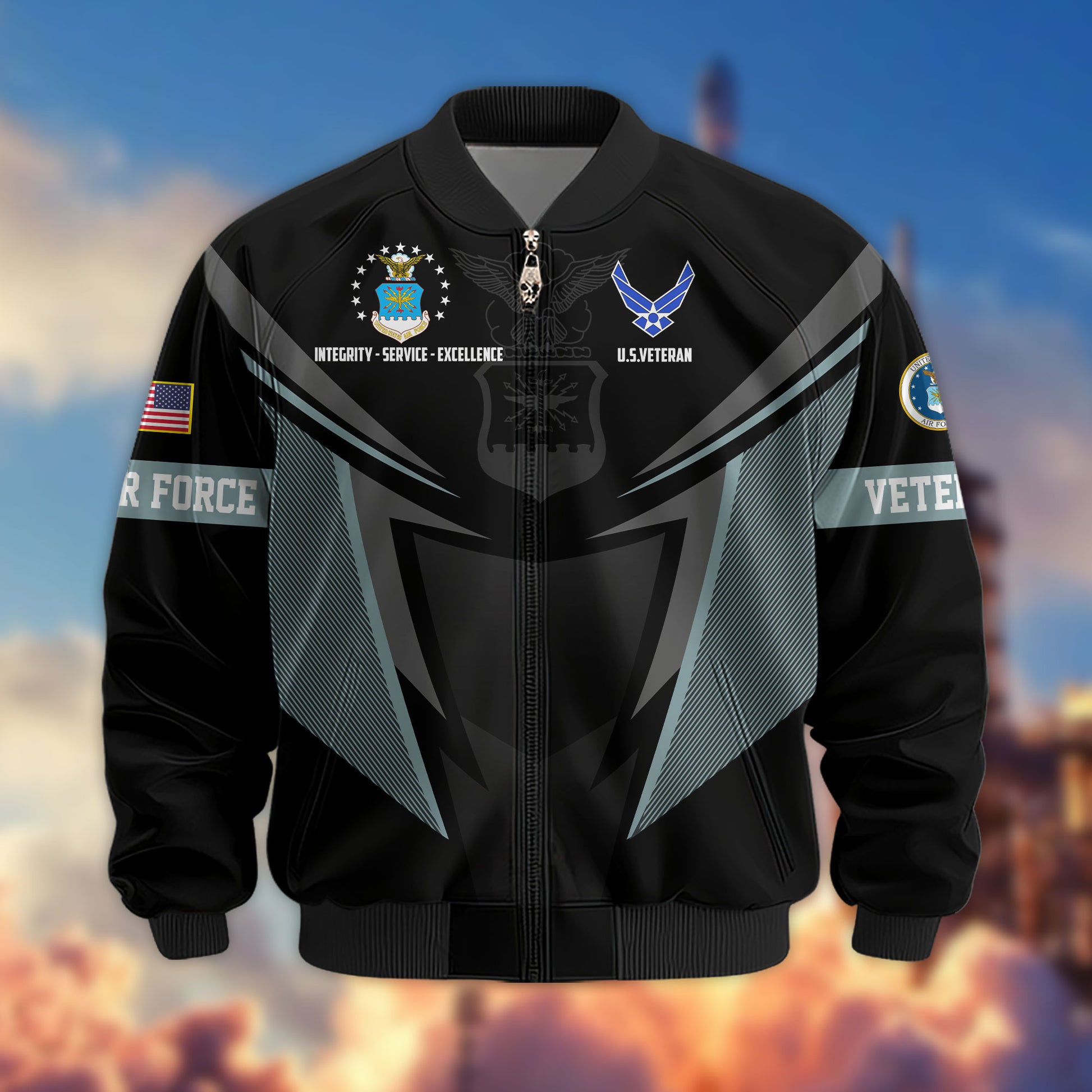 Premium US Veterans Bomber Jacket APHN181015, Gifts For US Veterans, Gifts For Veterans Day