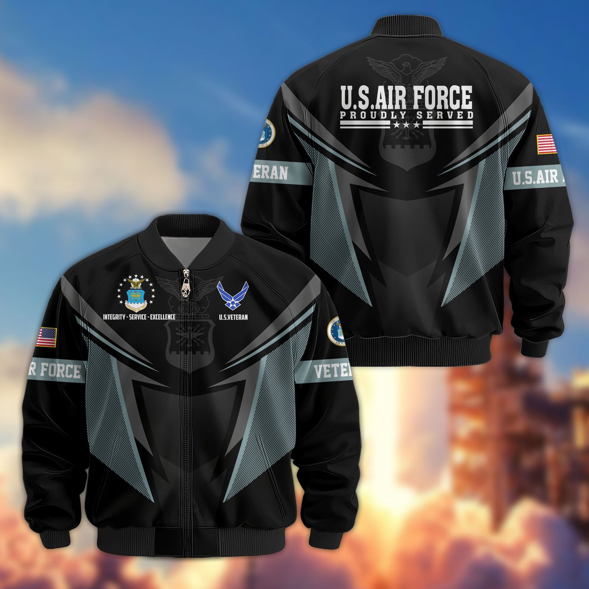 Premium US Veterans Bomber Jacket APHN181015, Gifts For US Veterans, Gifts For Veterans Day