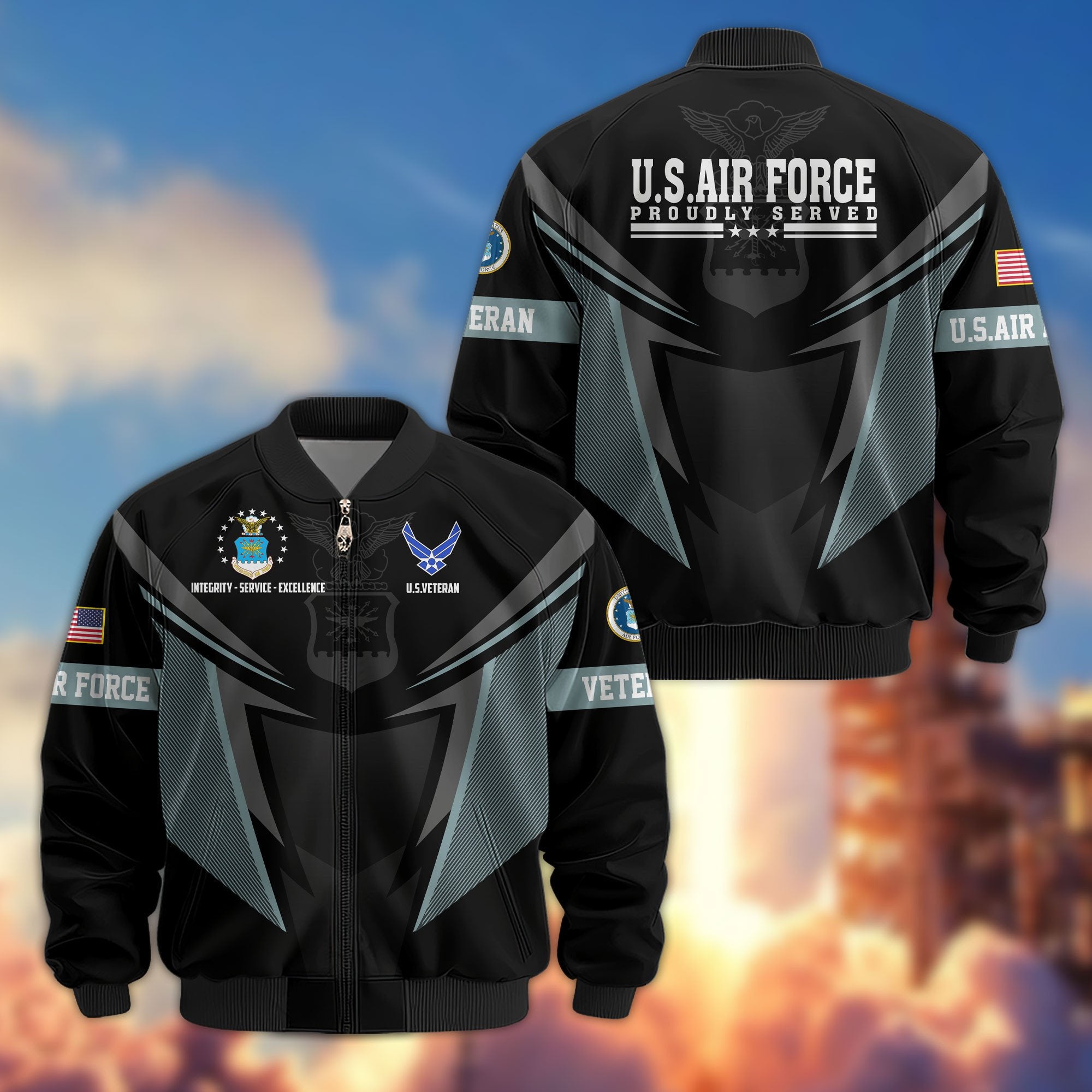 Premium US Veterans Bomber Jacket APHN181015, Gifts For US Veterans, Gifts For Veterans Day