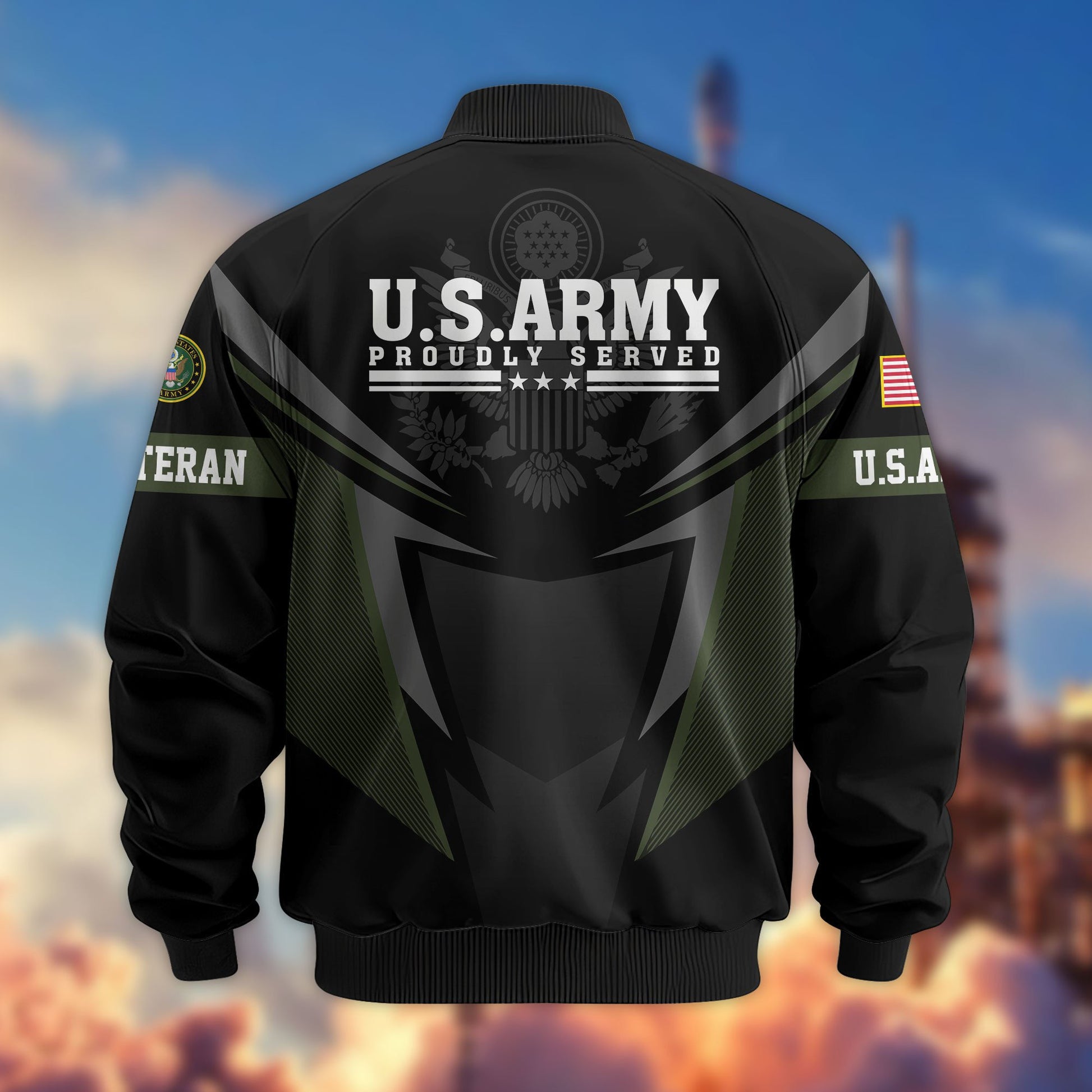 Premium US Veterans Bomber Jacket APHN181015, Gifts For US Veterans, Gifts For Veterans Day