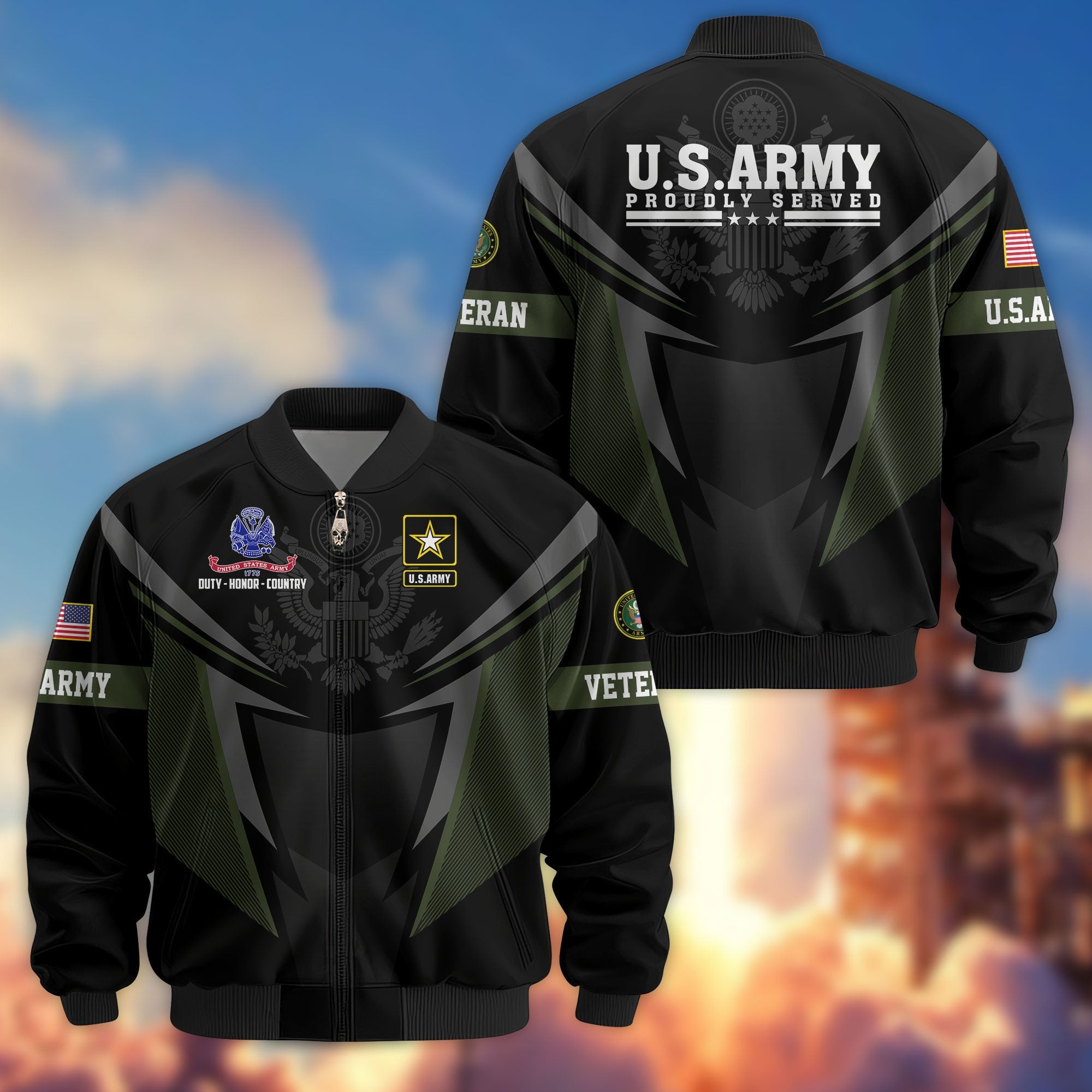 Premium US Veterans Bomber Jacket APHN181015, Gifts For US Veterans, Gifts For Veterans Day