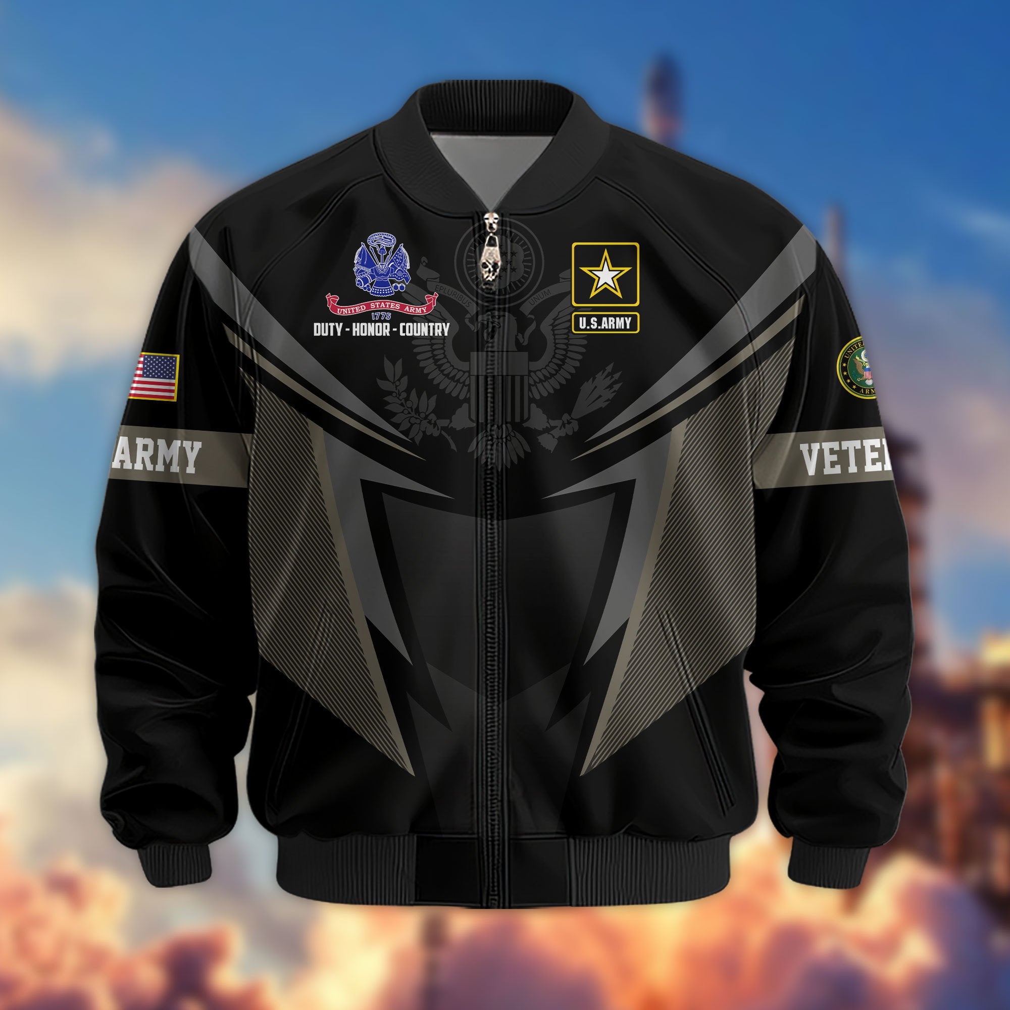 Premium US Veterans Bomber Jacket APHN181015, Gifts For US Veterans, Gifts For Veterans Day