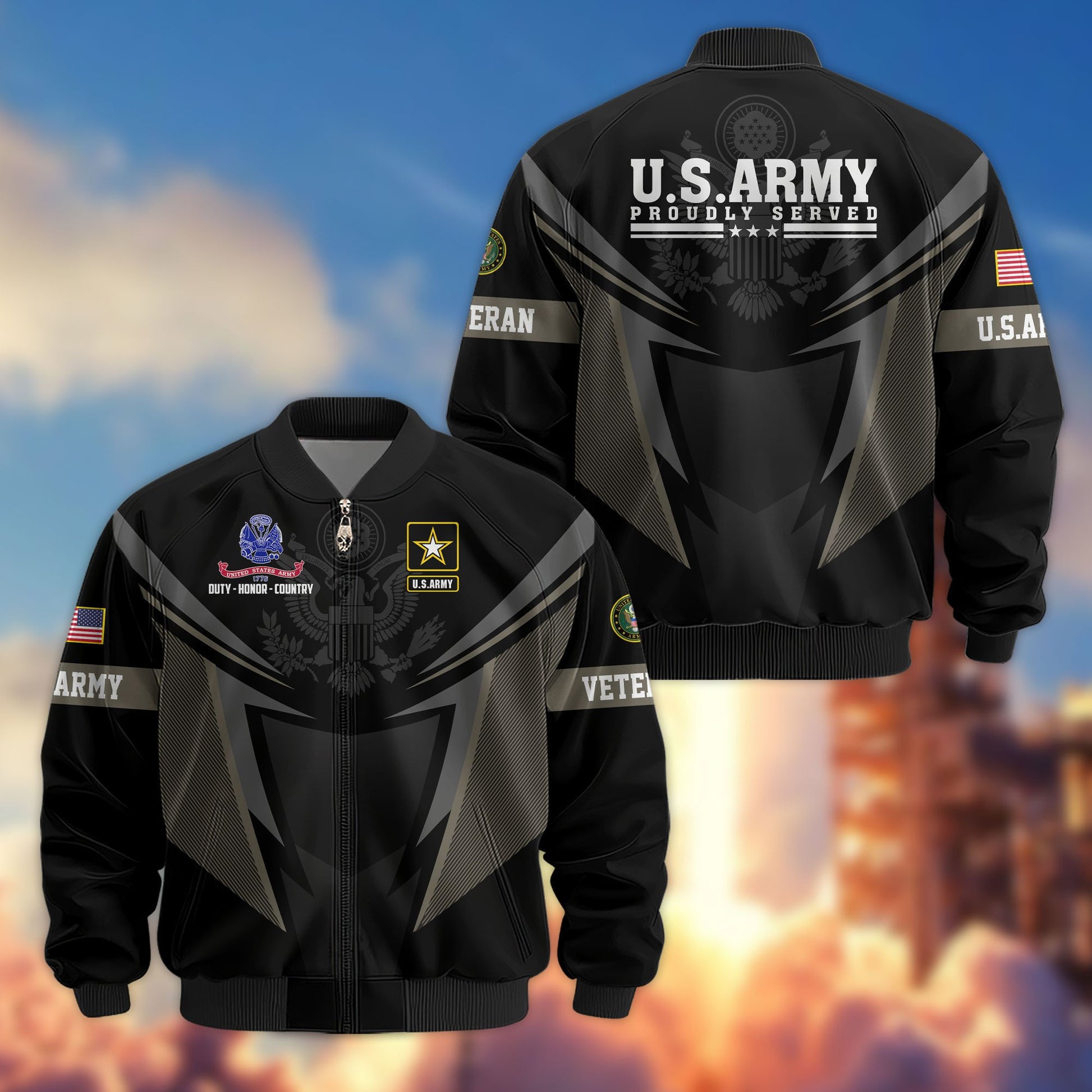 Premium US Veterans Bomber Jacket APHN181015, Gifts For US Veterans, Gifts For Veterans Day