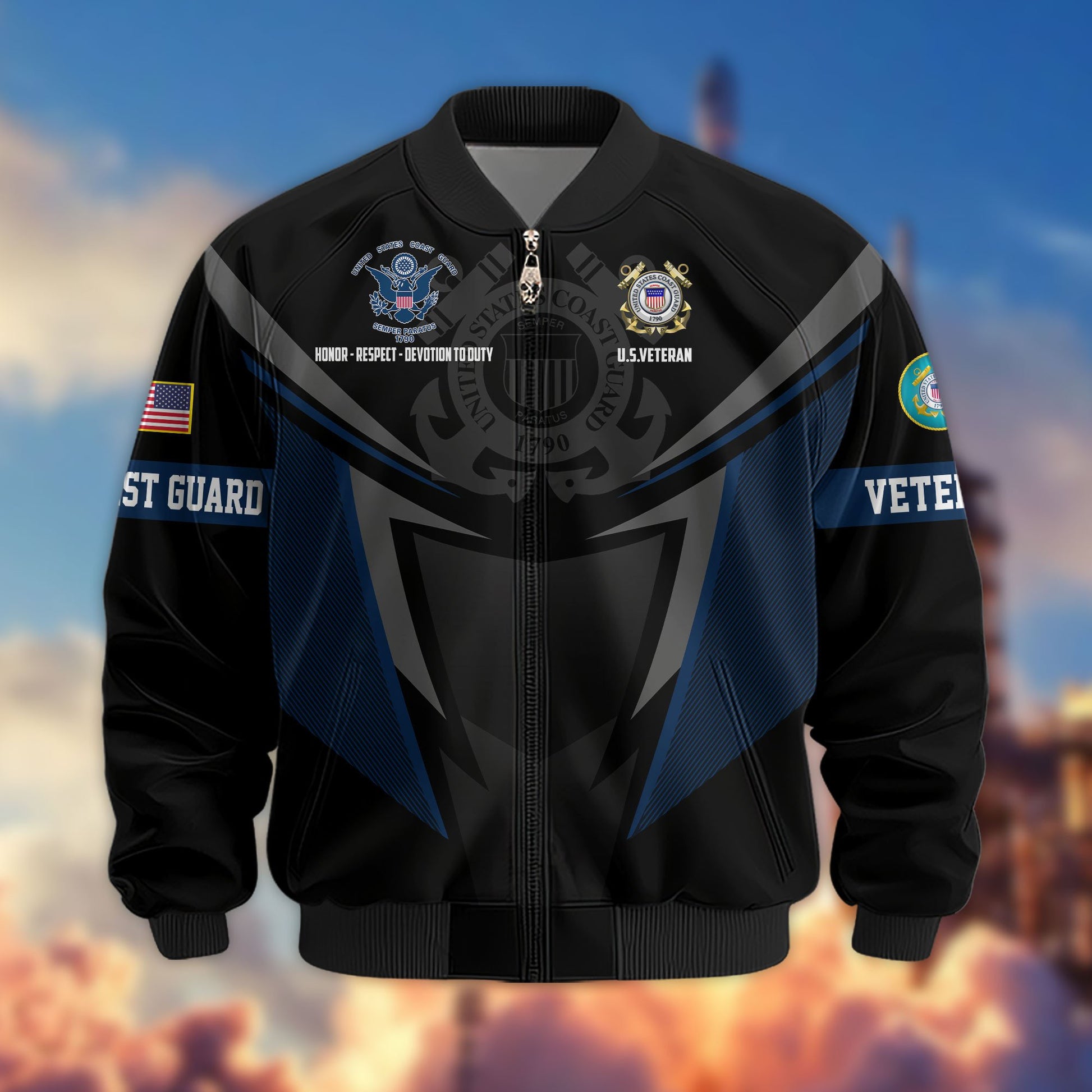 Premium US Veterans Bomber Jacket APHN181015, Gifts For US Veterans, Gifts For Veterans Day
