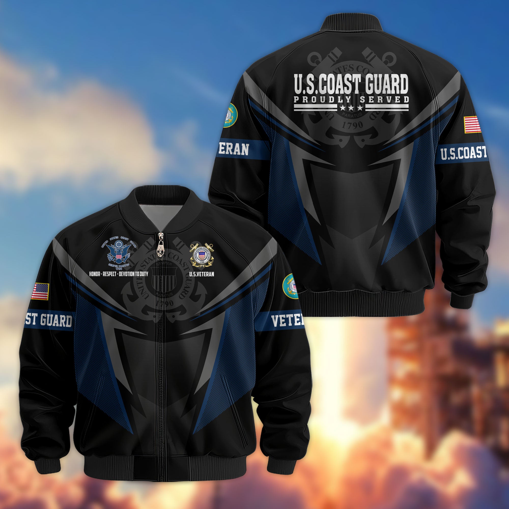 Premium US Veterans Bomber Jacket APHN181015, Gifts For US Veterans, Gifts For Veterans Day