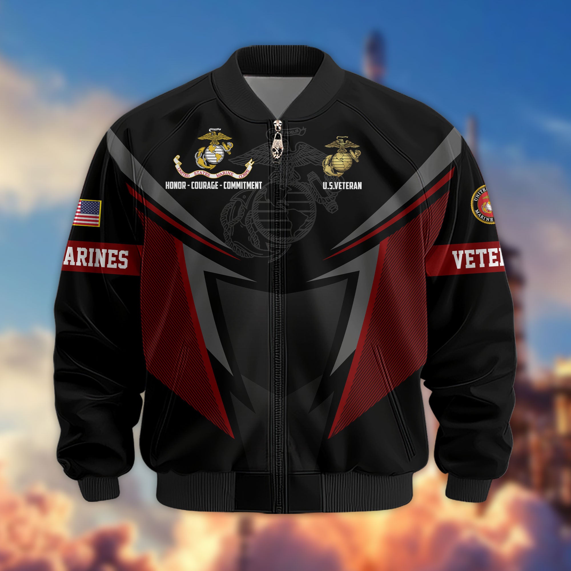 Premium US Veterans Bomber Jacket APHN181015, Gifts For US Veterans, Gifts For Veterans Day