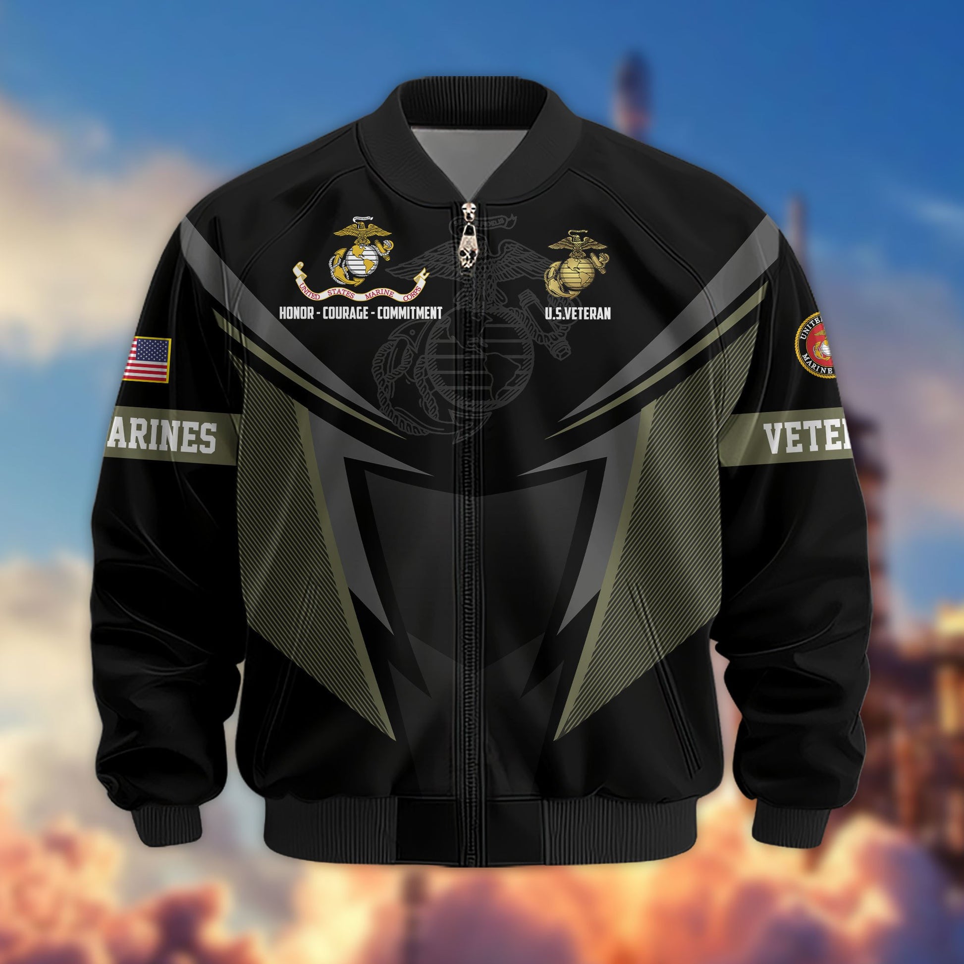 Premium US Veterans Bomber Jacket APHN181015, Gifts For US Veterans, Gifts For Veterans Day