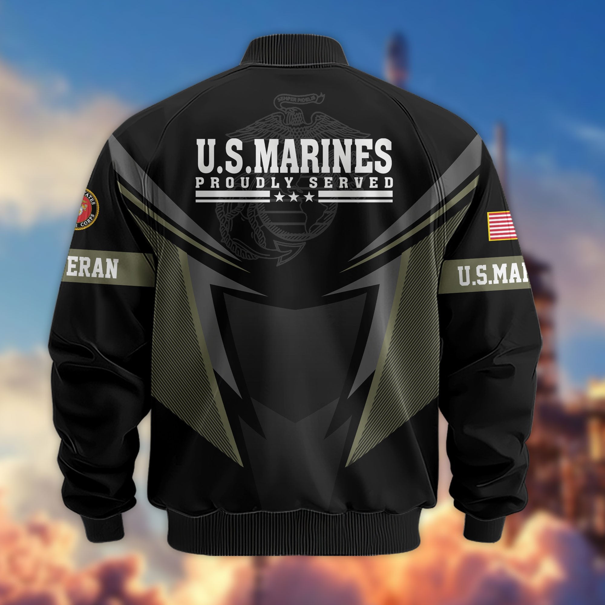 Premium US Veterans Bomber Jacket APHN181015, Gifts For US Veterans, Gifts For Veterans Day