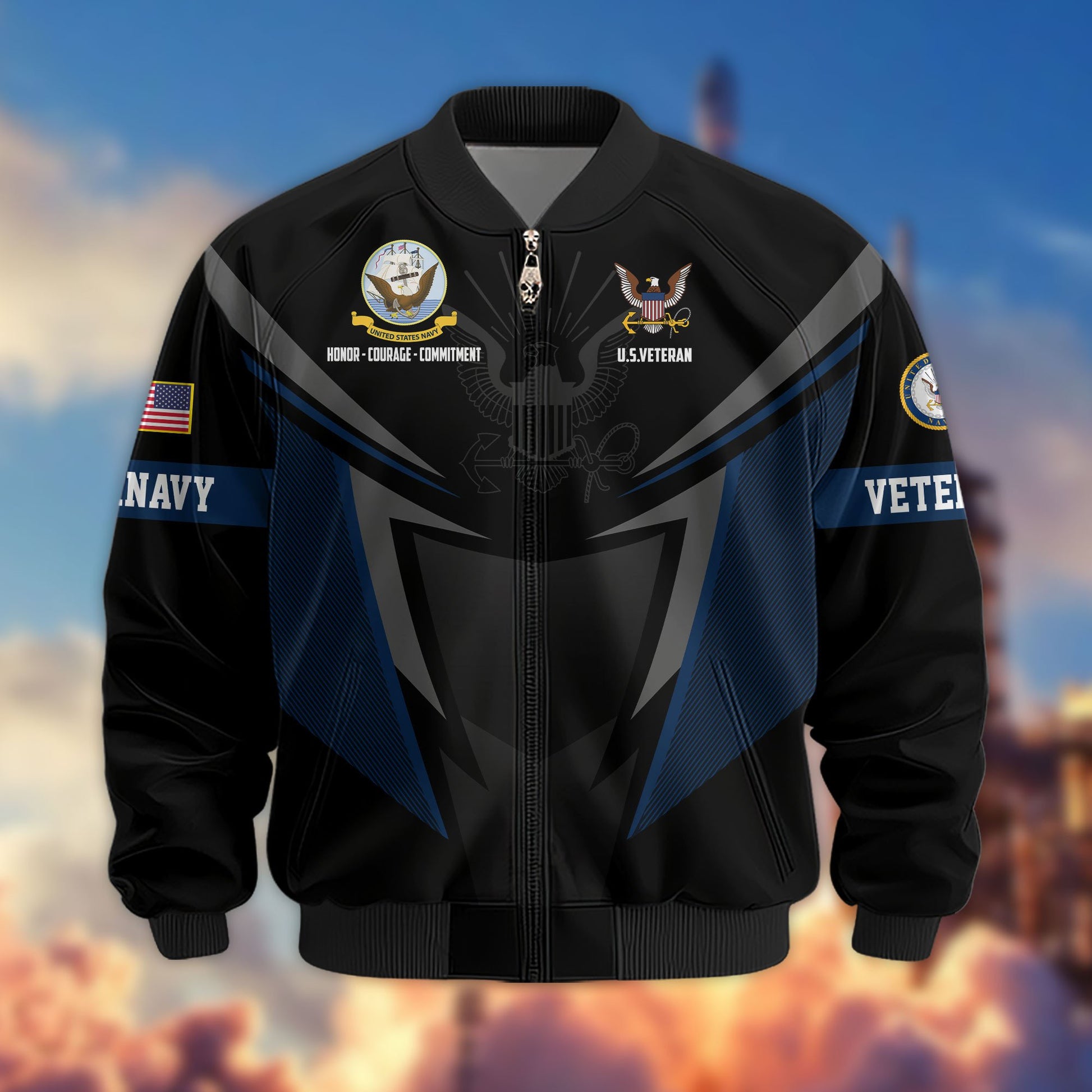 Premium US Veterans Bomber Jacket APHN181015, Gifts For US Veterans, Gifts For Veterans Day