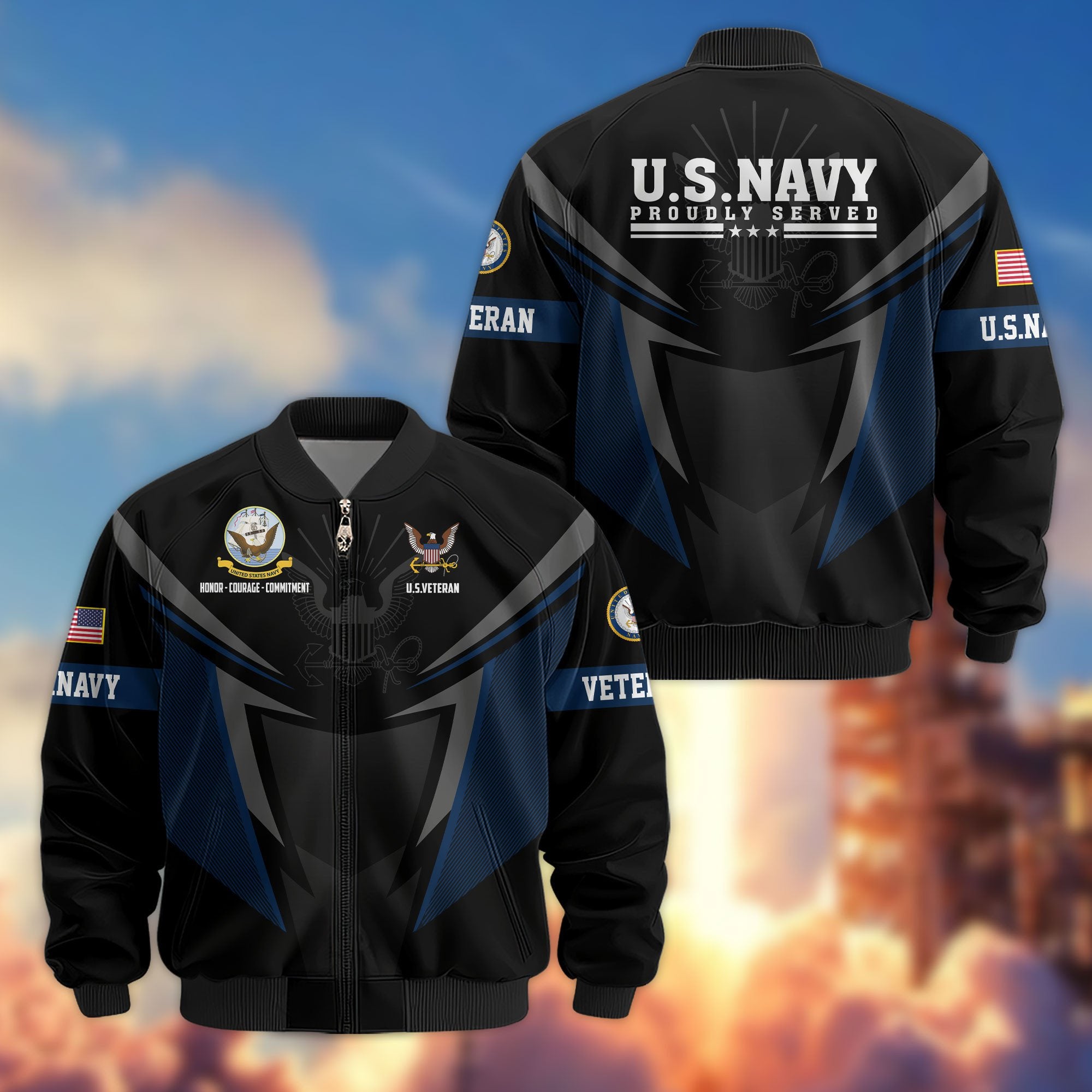 Premium US Veterans Bomber Jacket APHN181015, Gifts For US Veterans, Gifts For Veterans Day