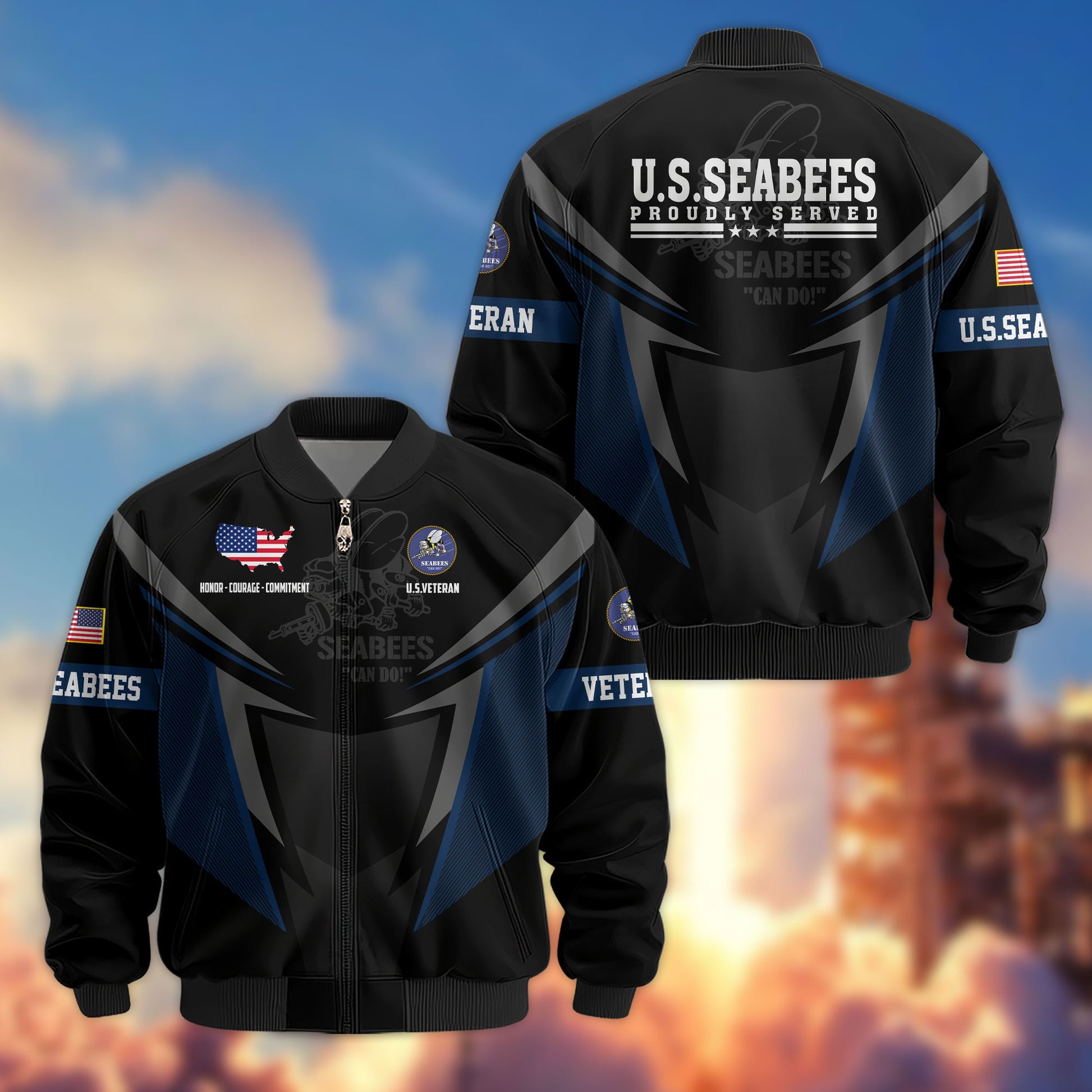 Premium US Veterans Bomber Jacket APHN181015, Gifts For US Veterans, Gifts For Veterans Day