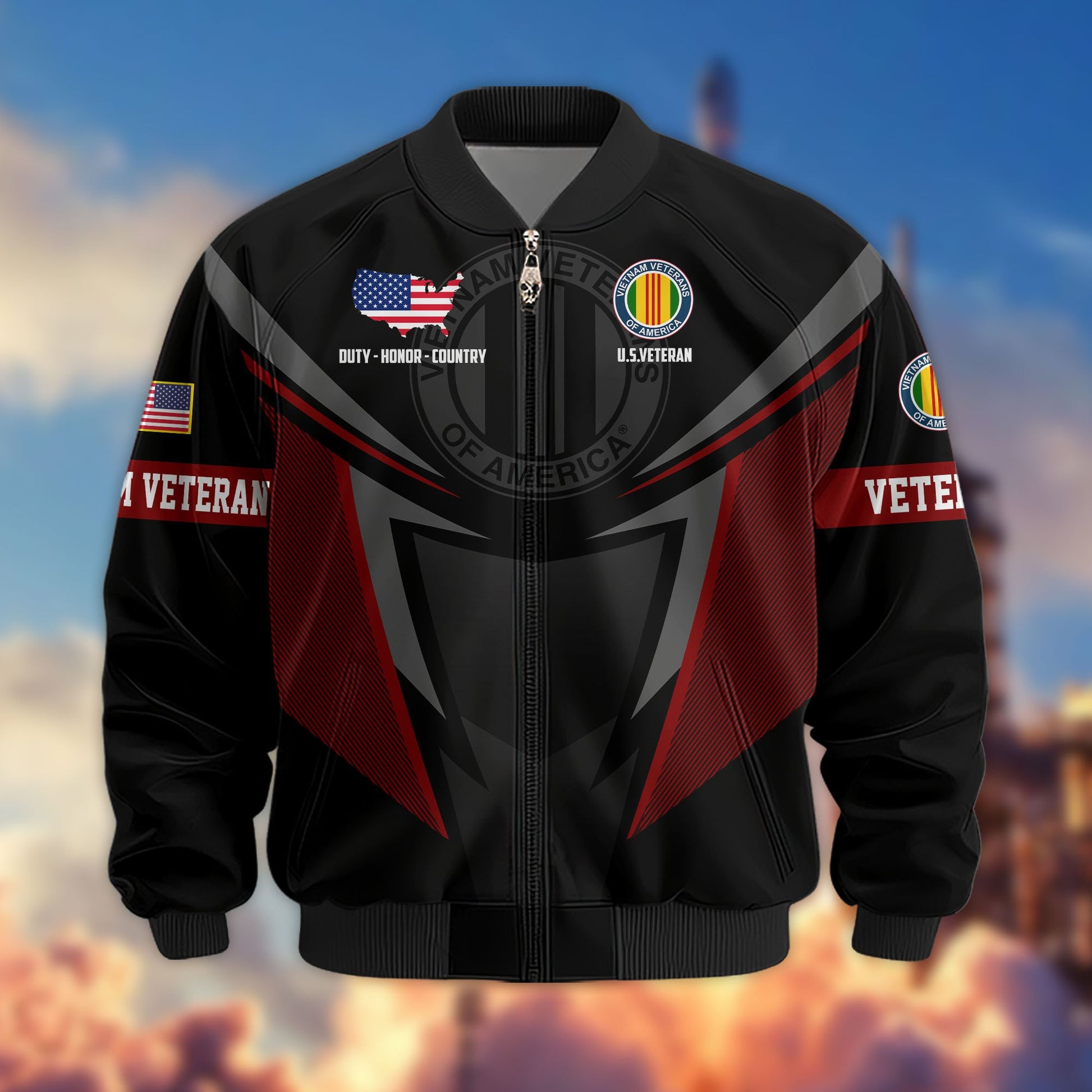 Premium US Veterans Bomber Jacket APHN181015, Gifts For US Veterans, Gifts For Veterans Day