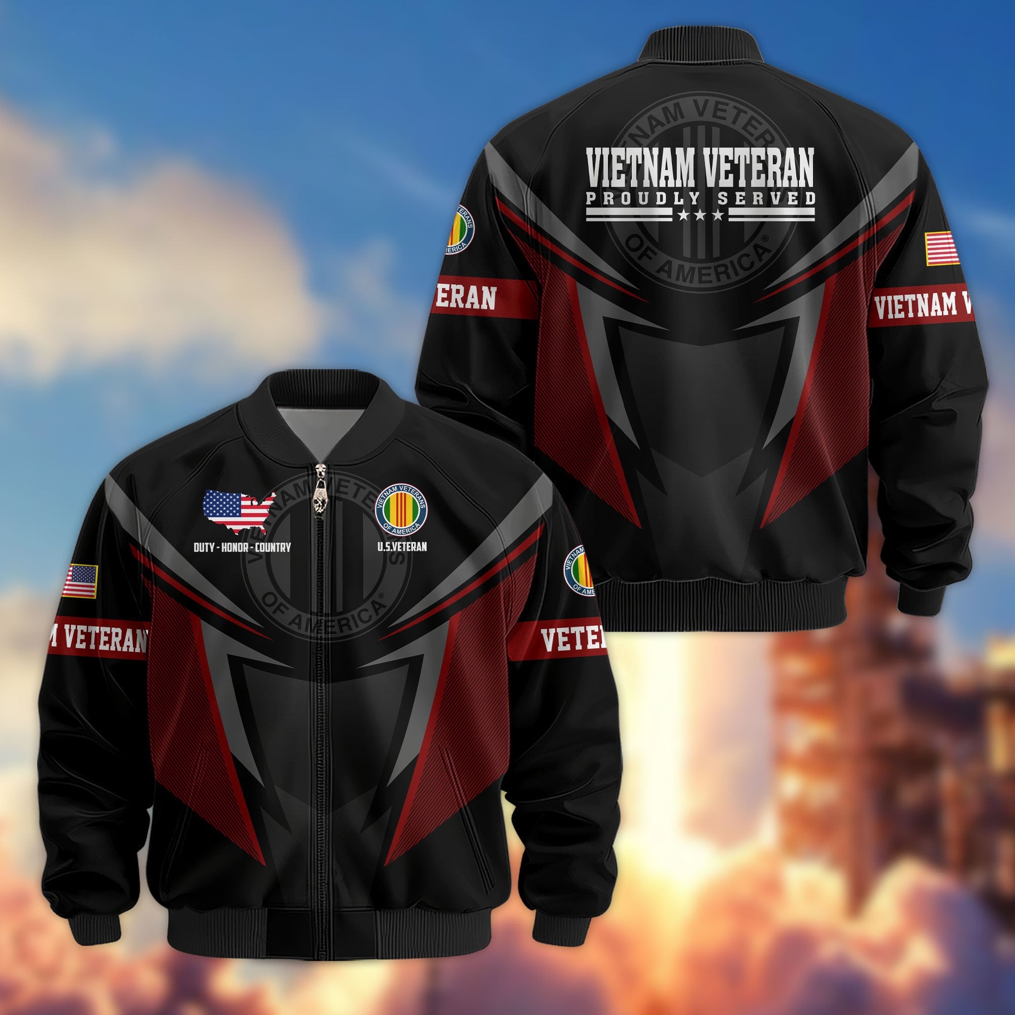 Premium US Veterans Bomber Jacket APHN181015, Gifts For US Veterans, Gifts For Veterans Day