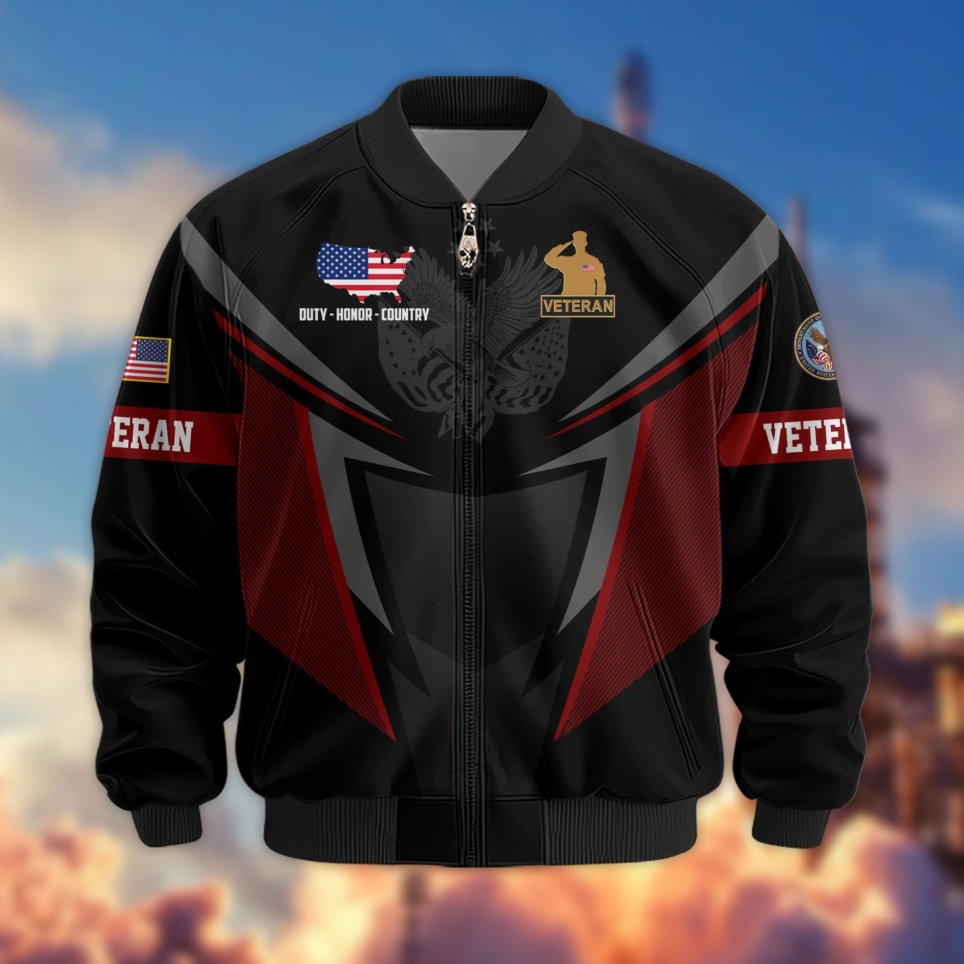 Premium US Veterans Bomber Jacket APHN181015, Gifts For US Veterans, Gifts For Veterans Day