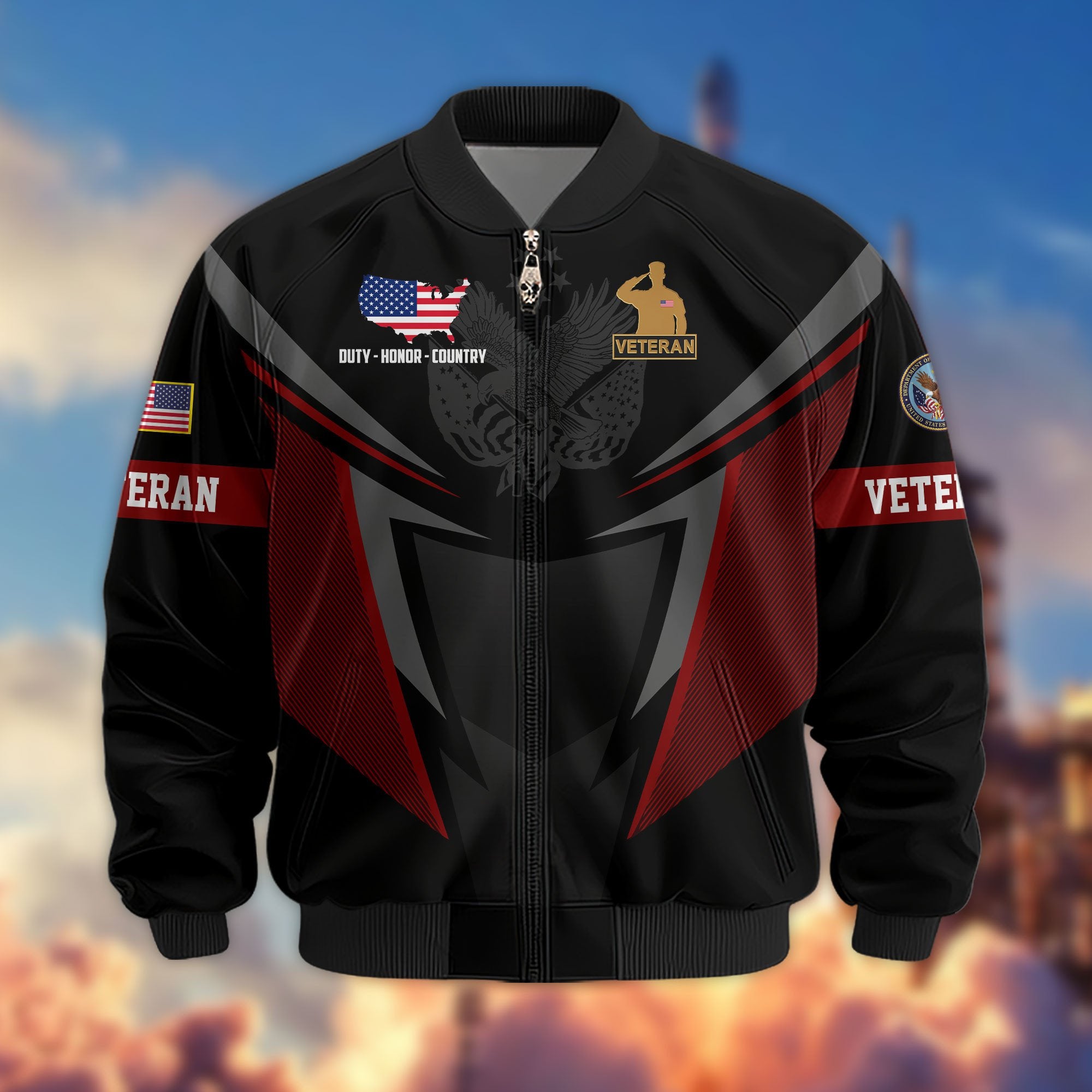 Premium US Veterans Bomber Jacket APHN181015, Gifts For US Veterans, Gifts For Veterans Day