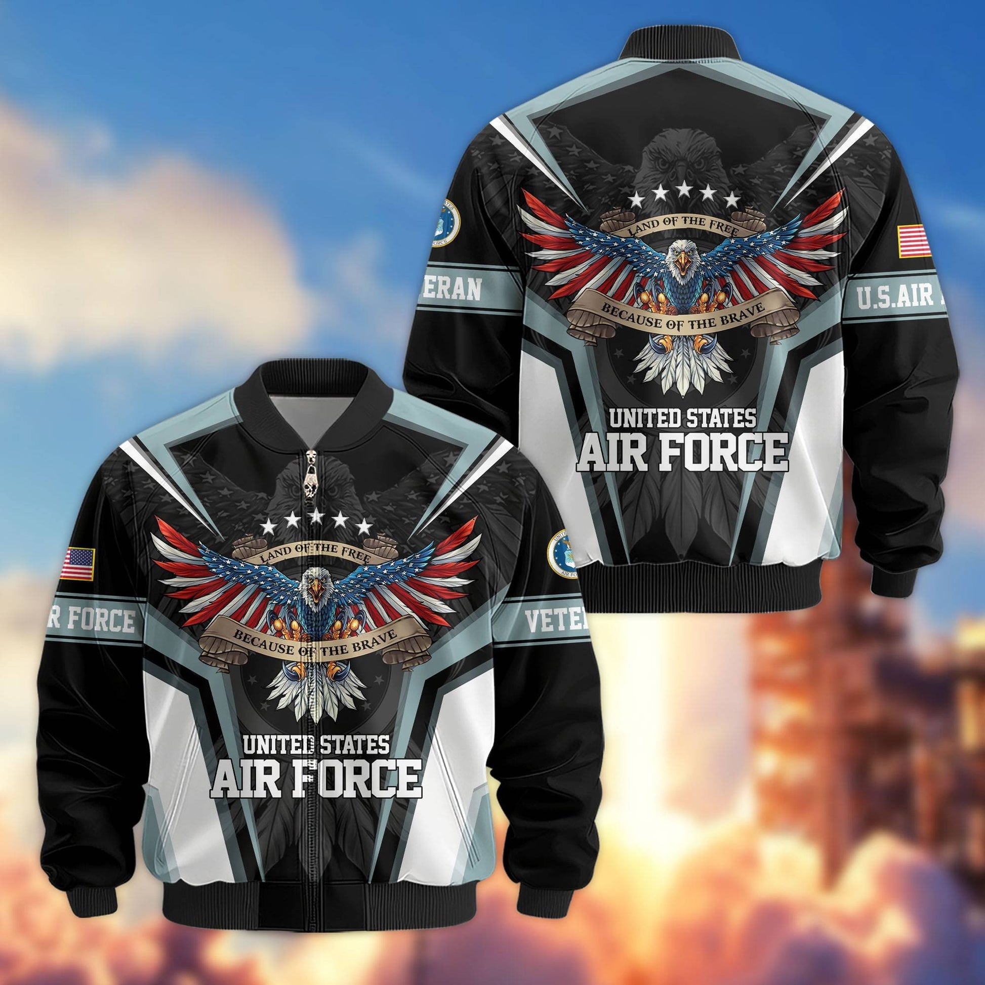 Premium US Veterans Bomber Jacket APHN211011, Gifts For US Veterans, Gifts For Veterans Day