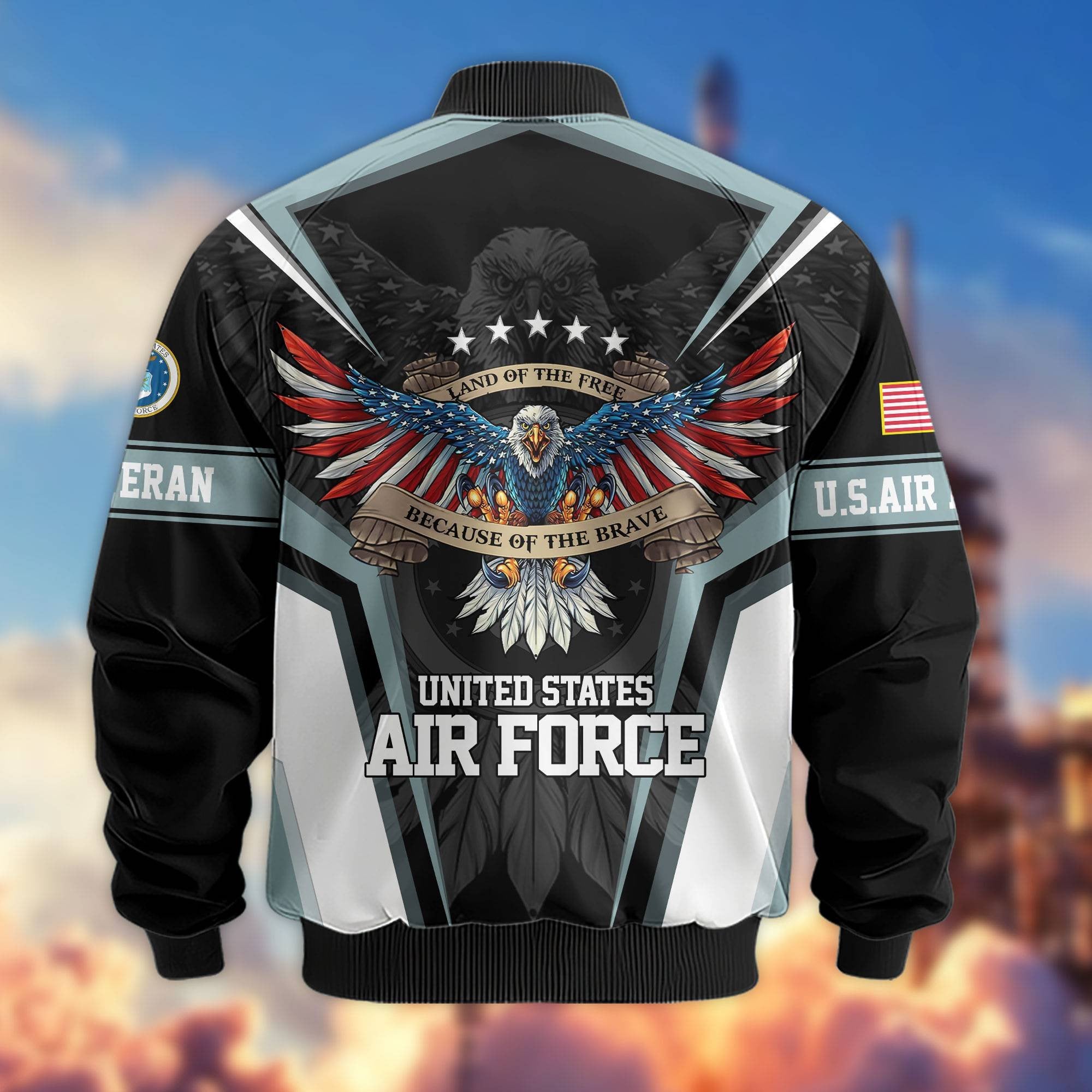 Premium US Veterans Bomber Jacket APHN211011, Gifts For US Veterans, Gifts For Veterans Day