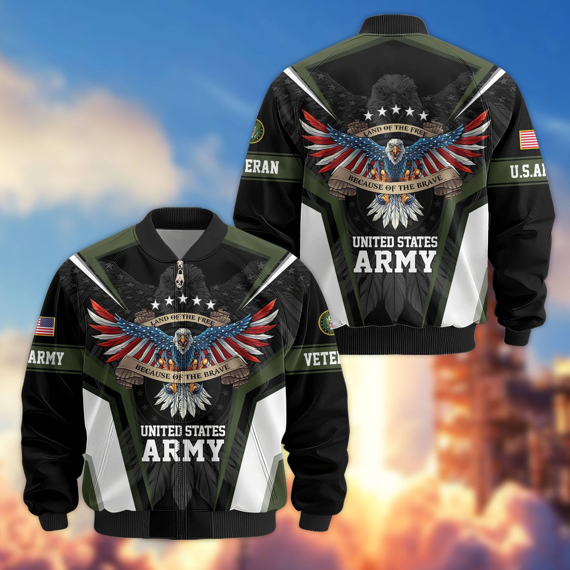 Premium US Veterans Bomber Jacket APHN211011, Gifts For US Veterans, Gifts For Veterans Day