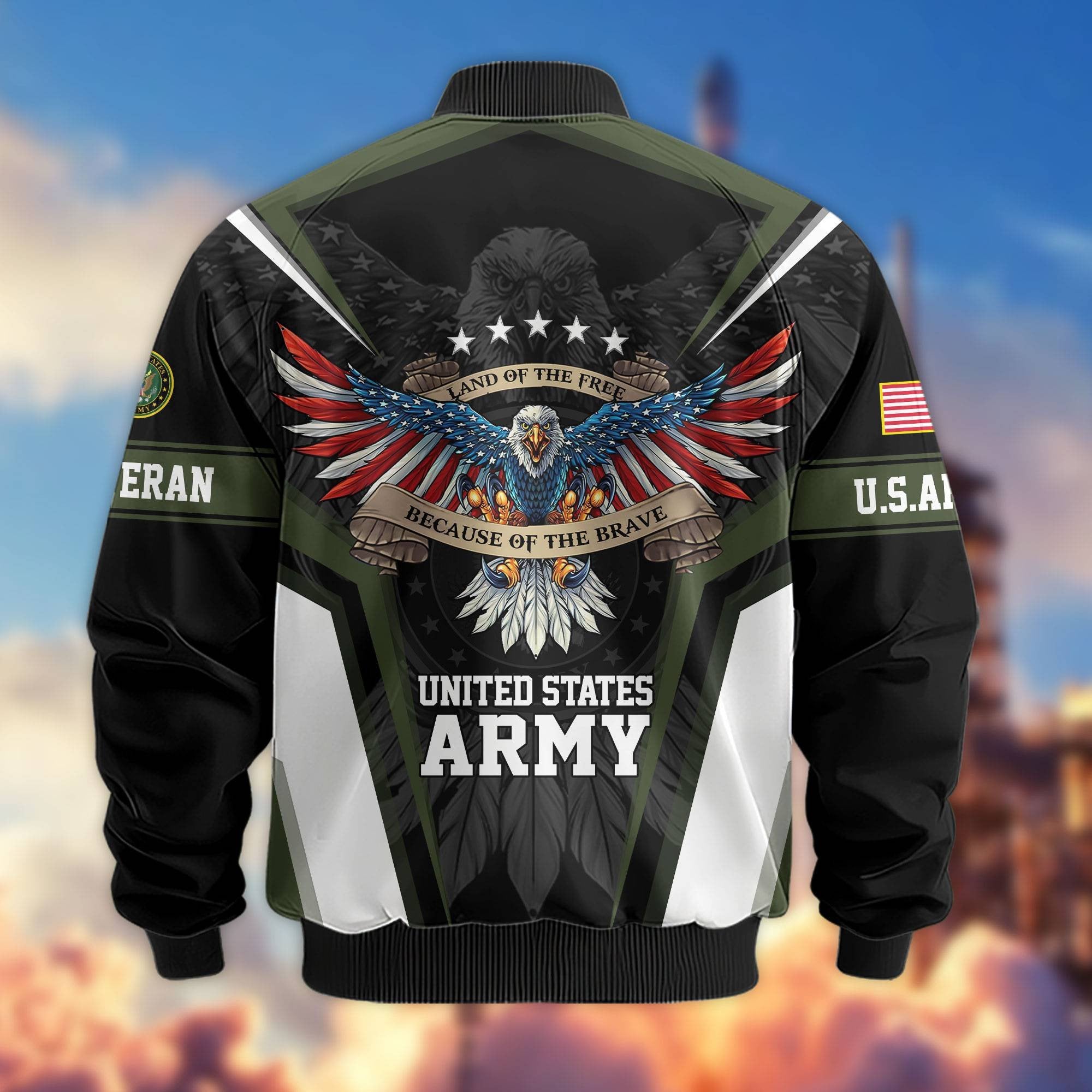 Premium US Veterans Bomber Jacket APHN211011, Gifts For US Veterans, Gifts For Veterans Day
