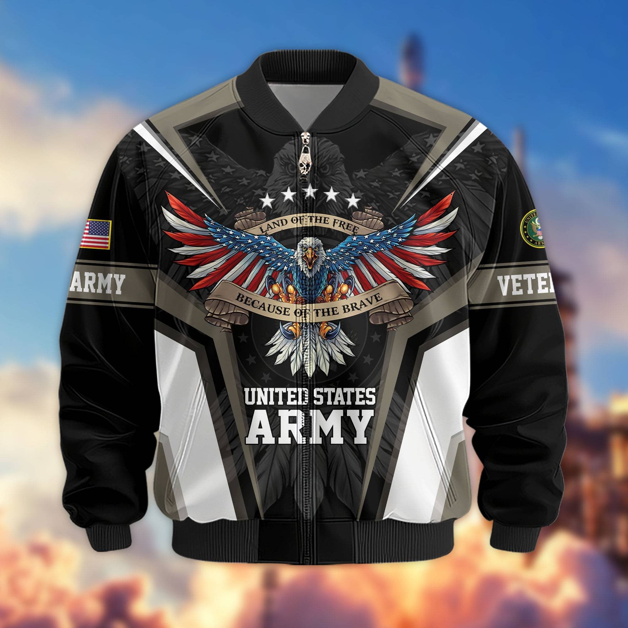 Premium US Veterans Bomber Jacket APHN211011, Gifts For US Veterans, Gifts For Veterans Day