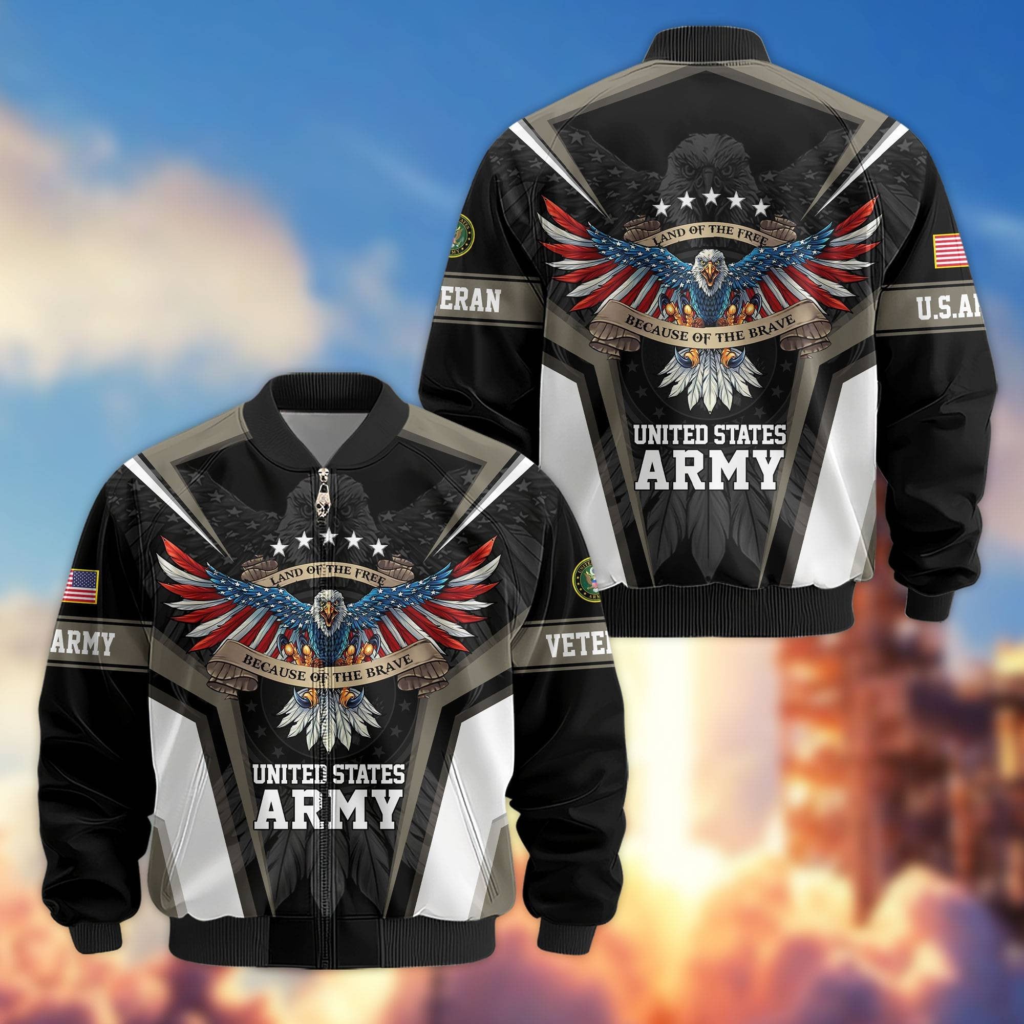 Premium US Veterans Bomber Jacket APHN211011, Gifts For US Veterans, Gifts For Veterans Day