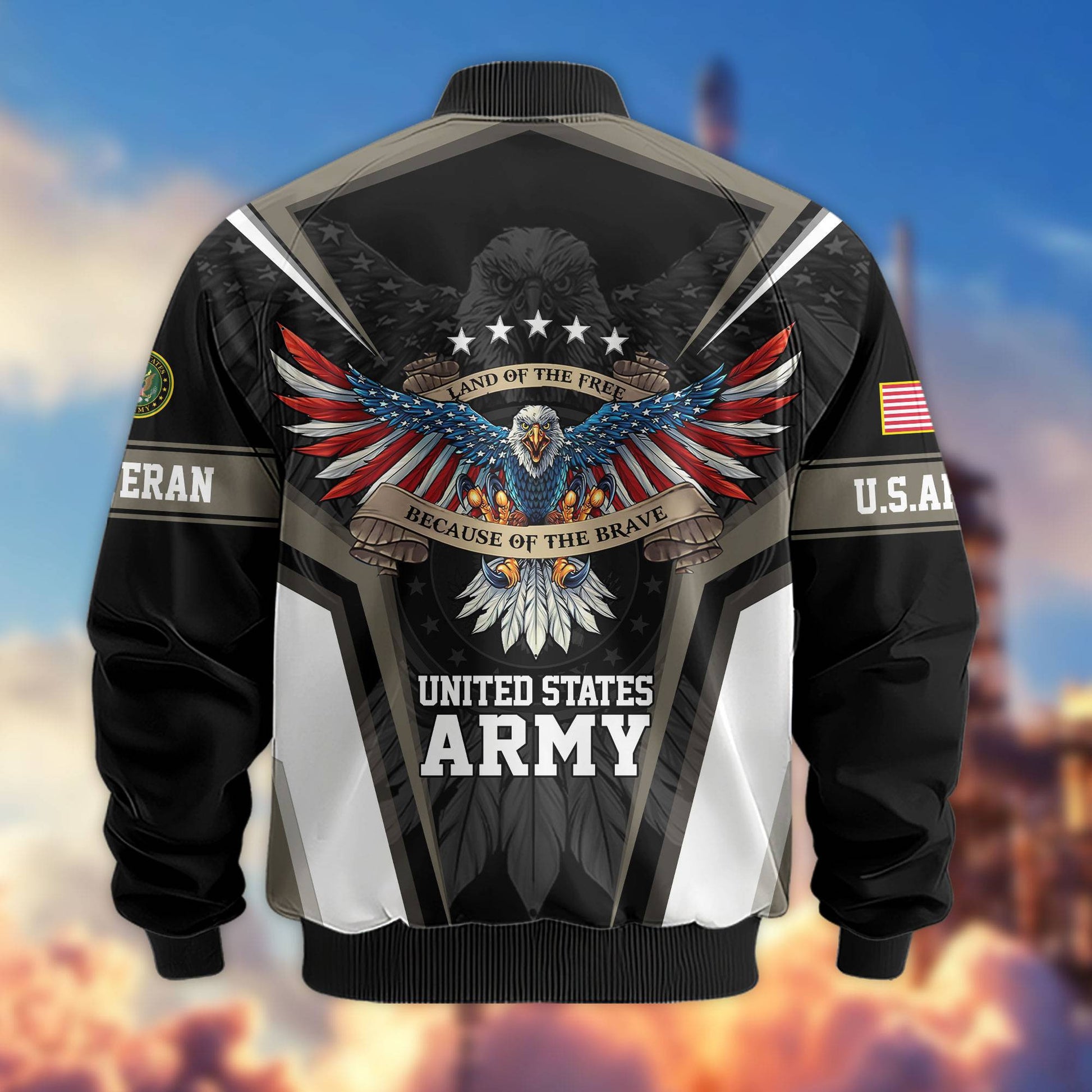 Premium US Veterans Bomber Jacket APHN211011, Gifts For US Veterans, Gifts For Veterans Day