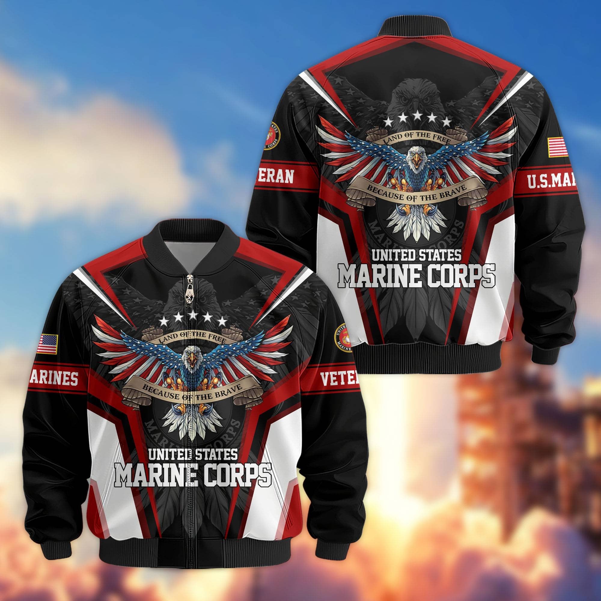 Premium US Veterans Bomber Jacket APHN211011, Gifts For US Veterans, Gifts For Veterans Day