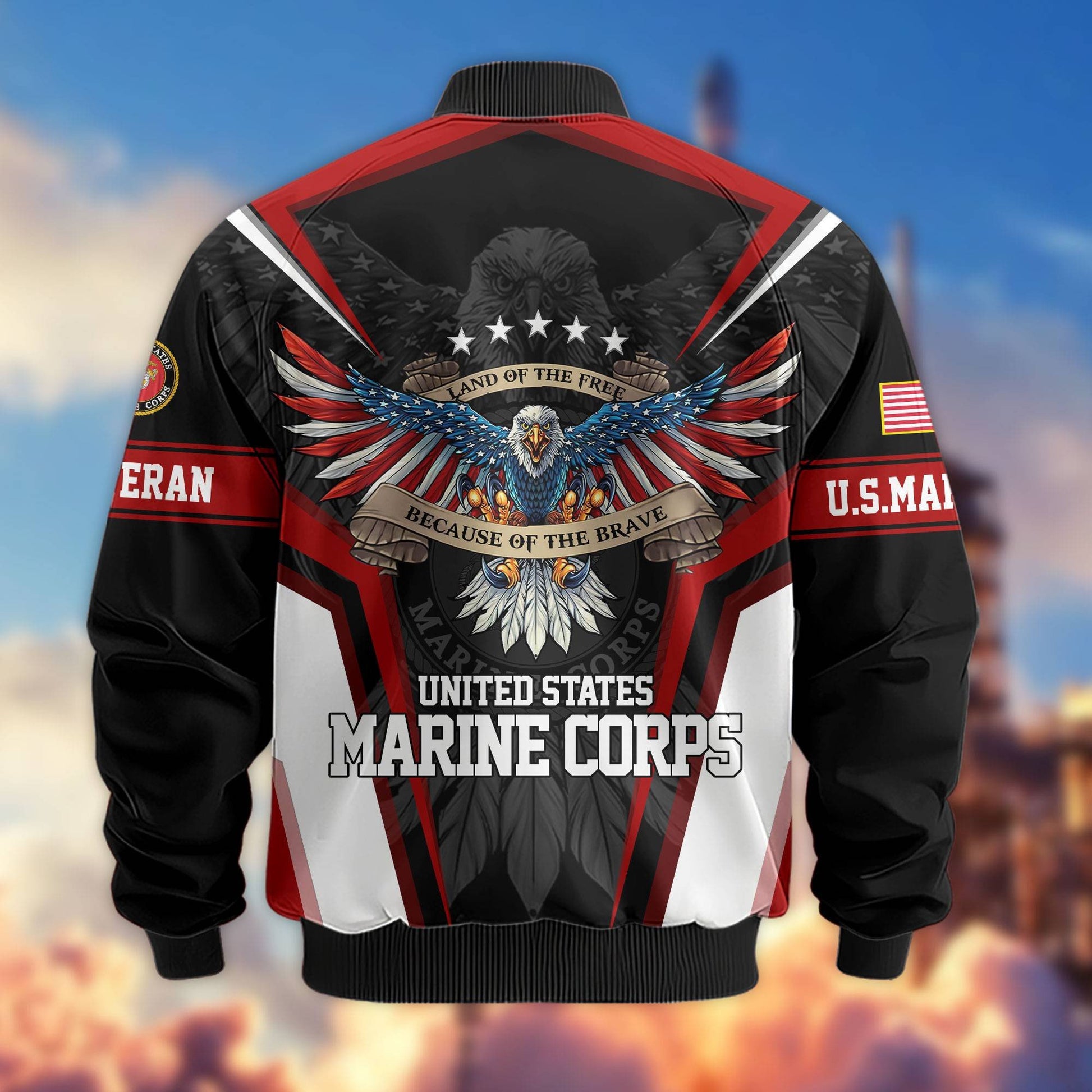 Premium US Veterans Bomber Jacket APHN211011, Gifts For US Veterans, Gifts For Veterans Day