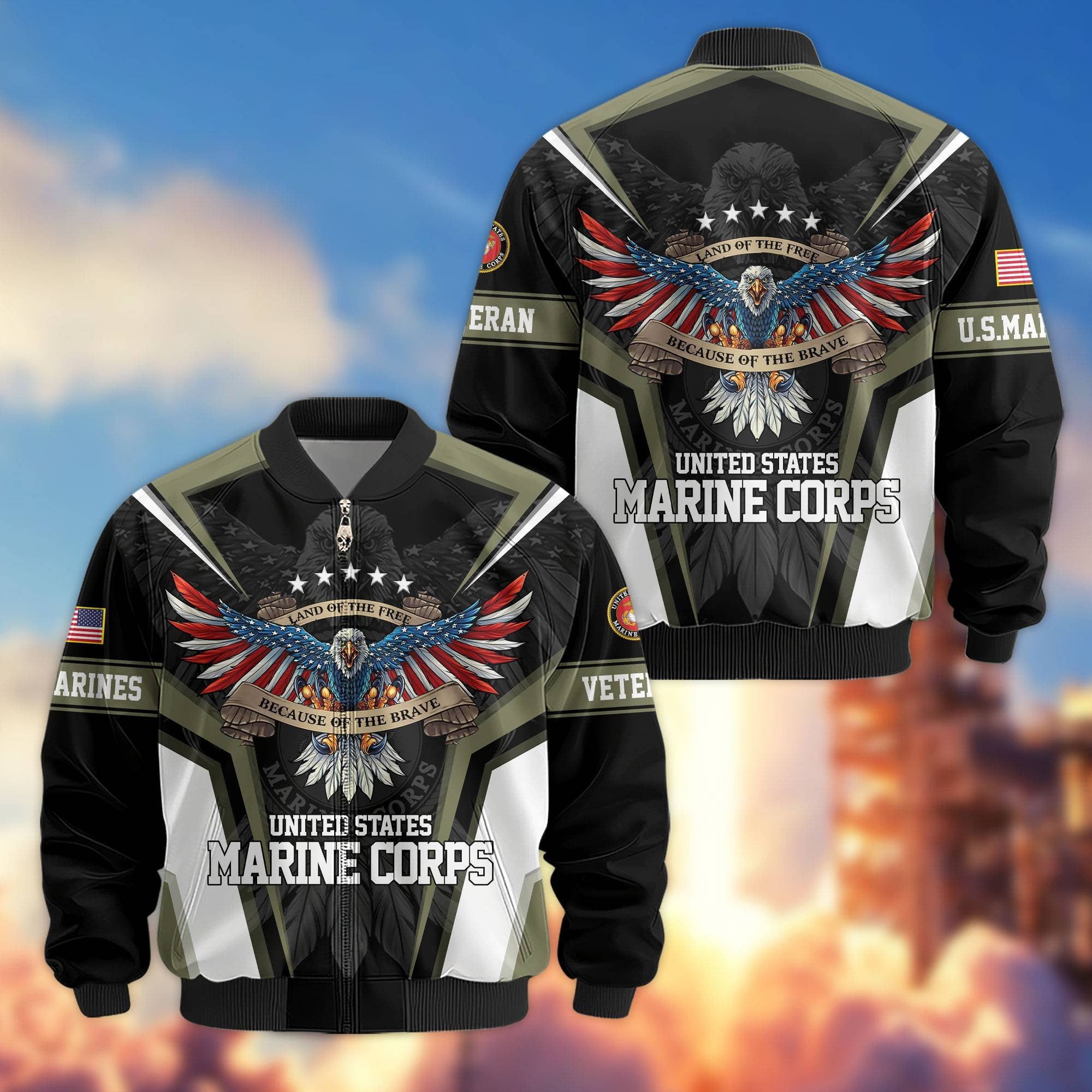 Premium US Veterans Bomber Jacket APHN211011, Gifts For US Veterans, Gifts For Veterans Day