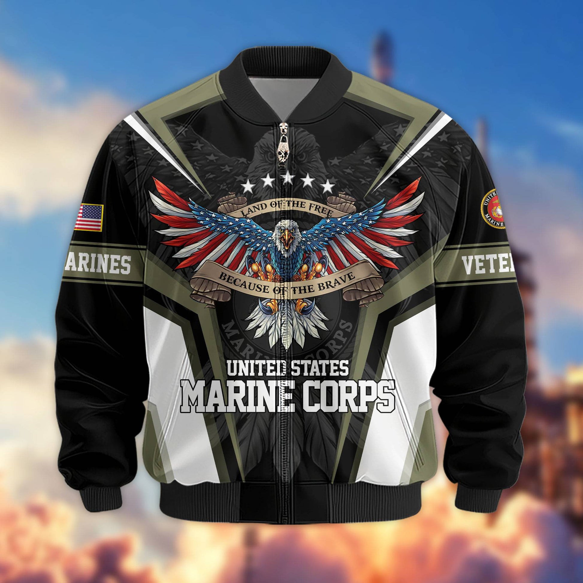 Premium US Veterans Bomber Jacket APHN211011, Gifts For US Veterans, Gifts For Veterans Day
