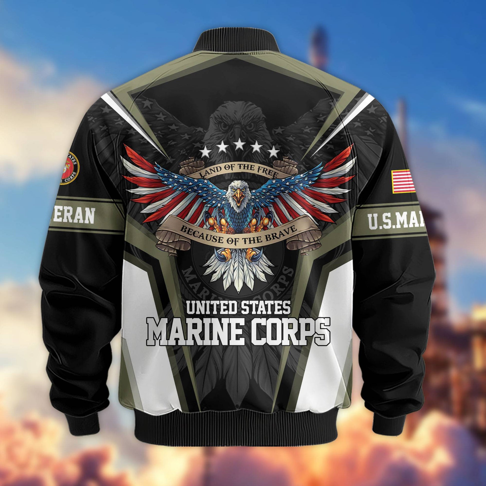 Premium US Veterans Bomber Jacket APHN211011, Gifts For US Veterans, Gifts For Veterans Day