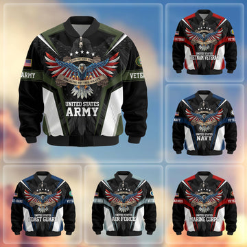 Premium US Veterans Bomber Jacket APHN211011, Gifts For US Veterans, Gifts For Veterans Day