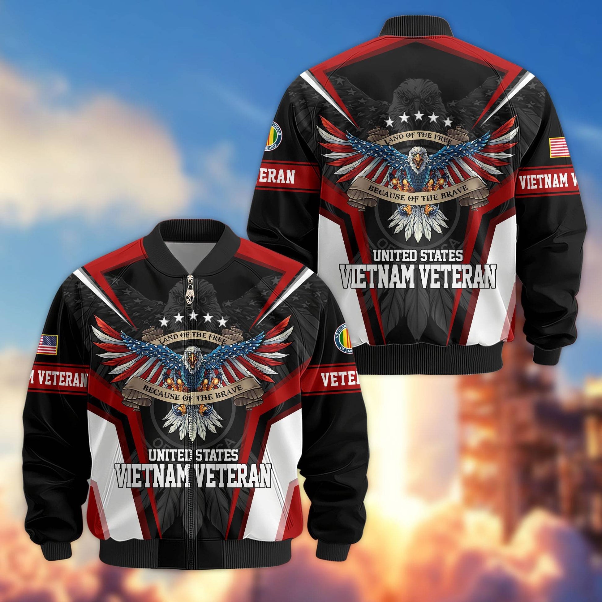 Premium US Veterans Bomber Jacket APHN211011, Gifts For US Veterans, Gifts For Veterans Day