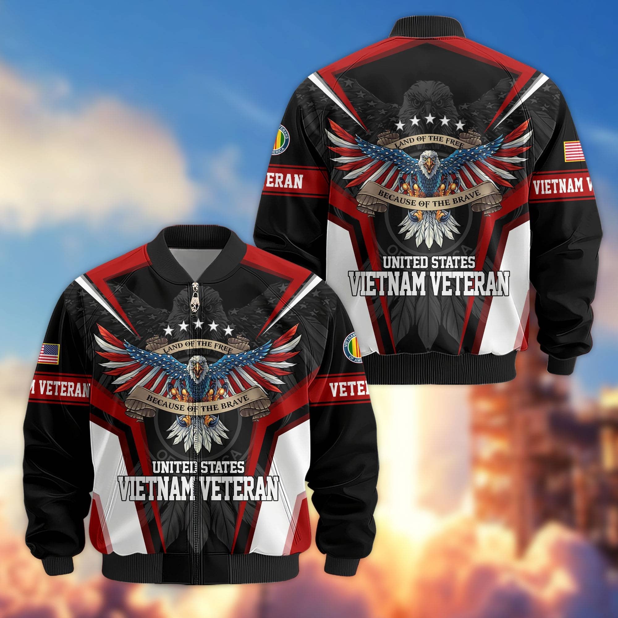 Premium US Veterans Bomber Jacket APHN211011, Gifts For US Veterans, Gifts For Veterans Day