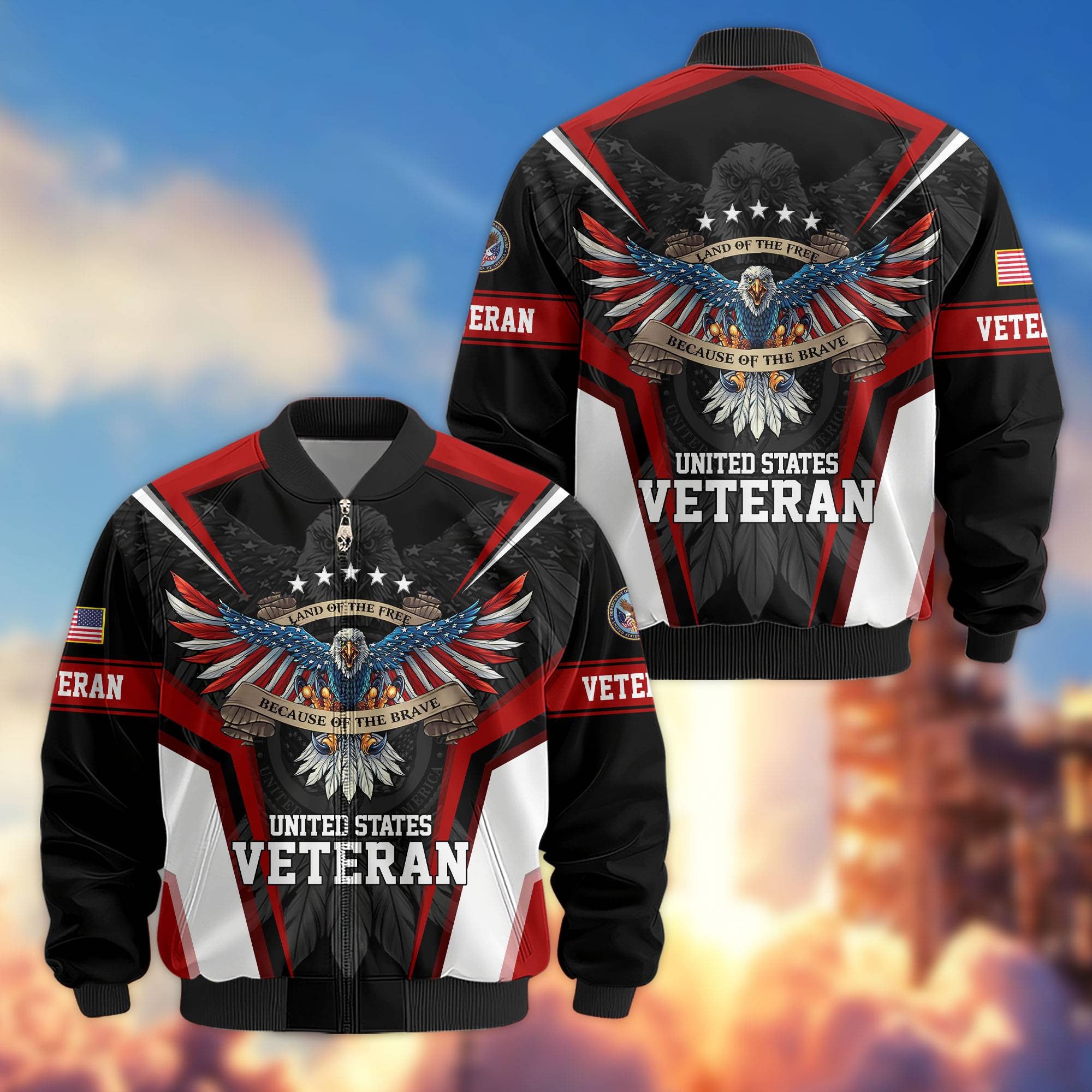 Premium US Veterans Bomber Jacket APHN211011, Gifts For US Veterans, Gifts For Veterans Day