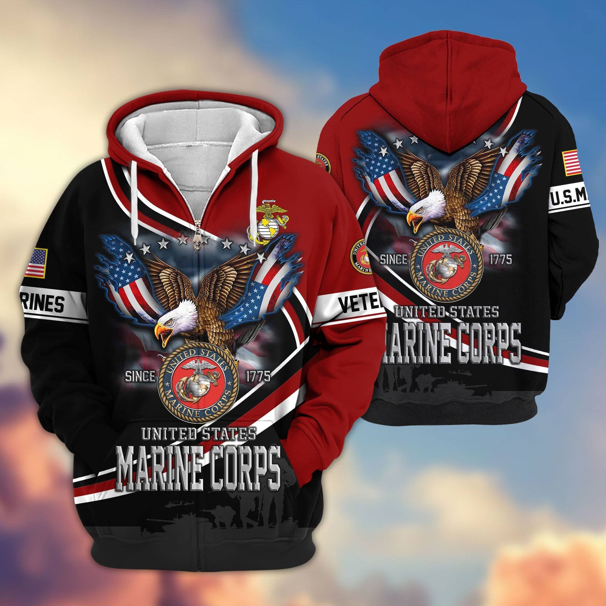 Premium US Veterans Zip Hoodie APHN211012, Gifts For US Veterans