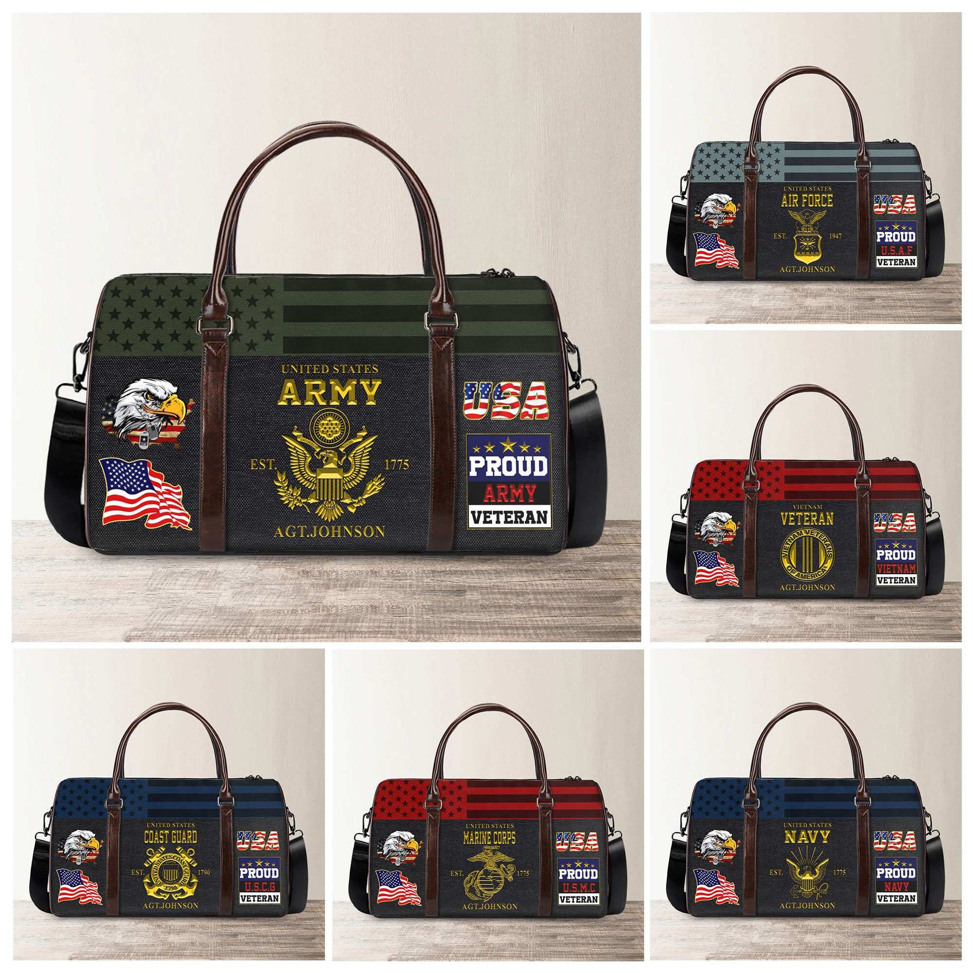 Premium Custom Name US Veterans Travel Bag, Gifts For Veterans Day APHN181014