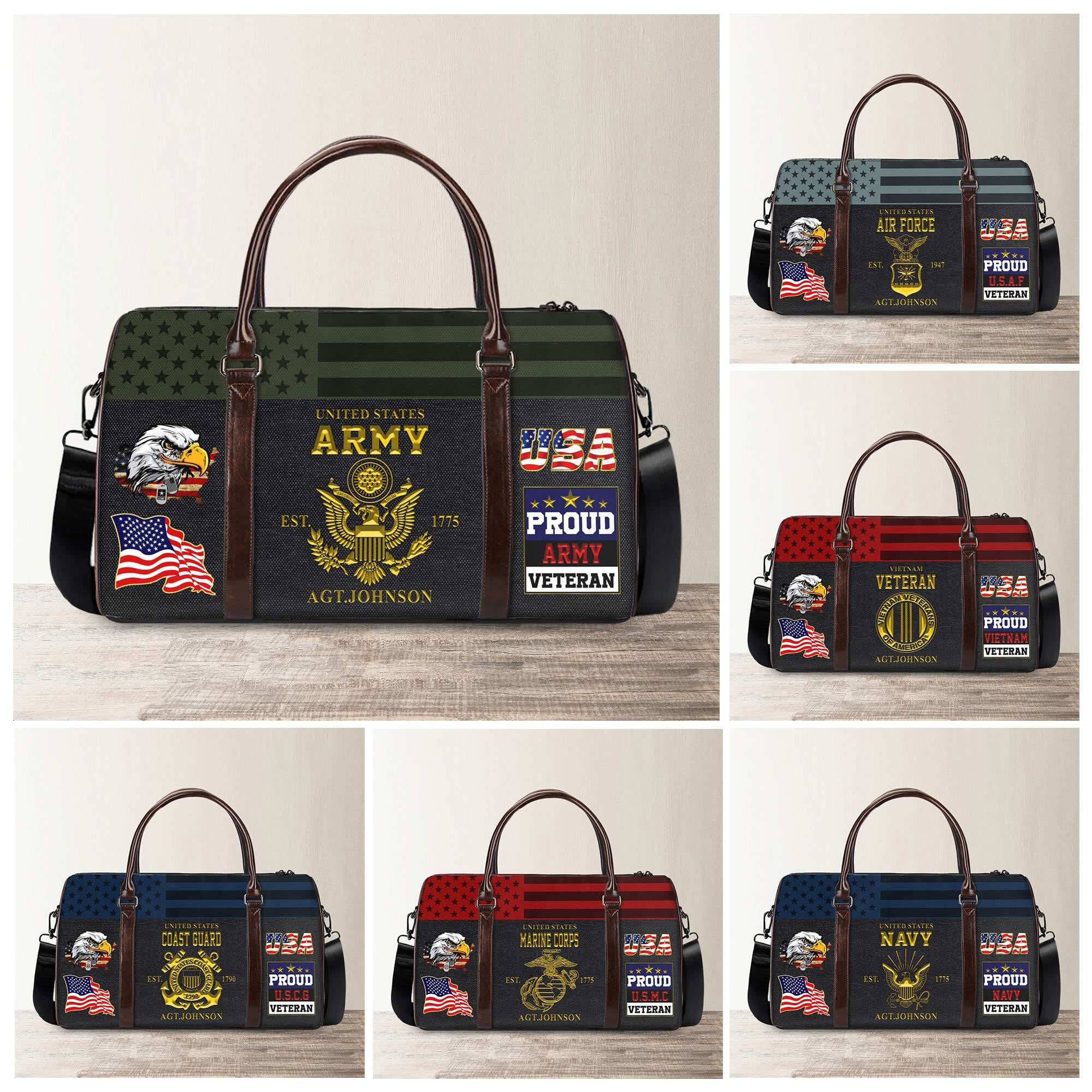 Premium Custom Name US Veterans Travel Bag, Gifts For Veterans Day APHN181014