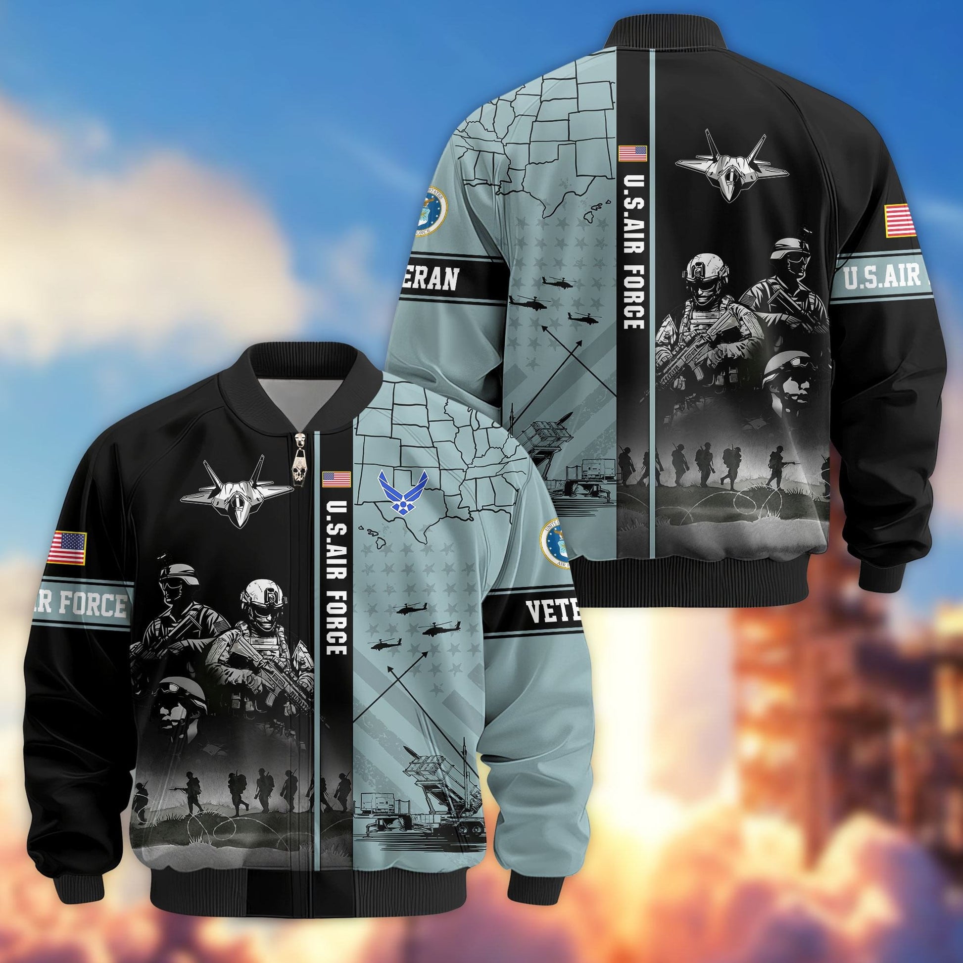 Premium US Veterans Bomber Jacket APHN241011, Gifts For US Veterans, Gifts For Veterans Day