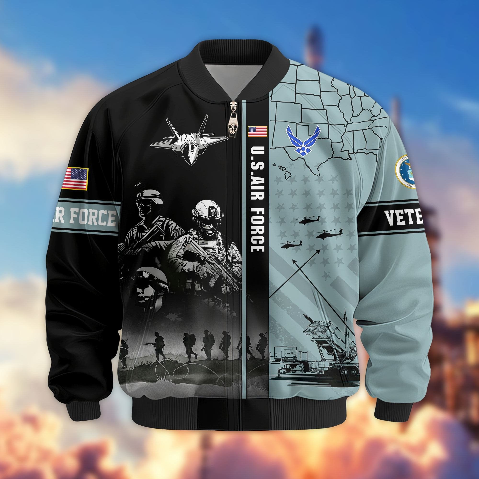 Premium US Veterans Bomber Jacket APHN241011, Gifts For US Veterans, Gifts For Veterans Day