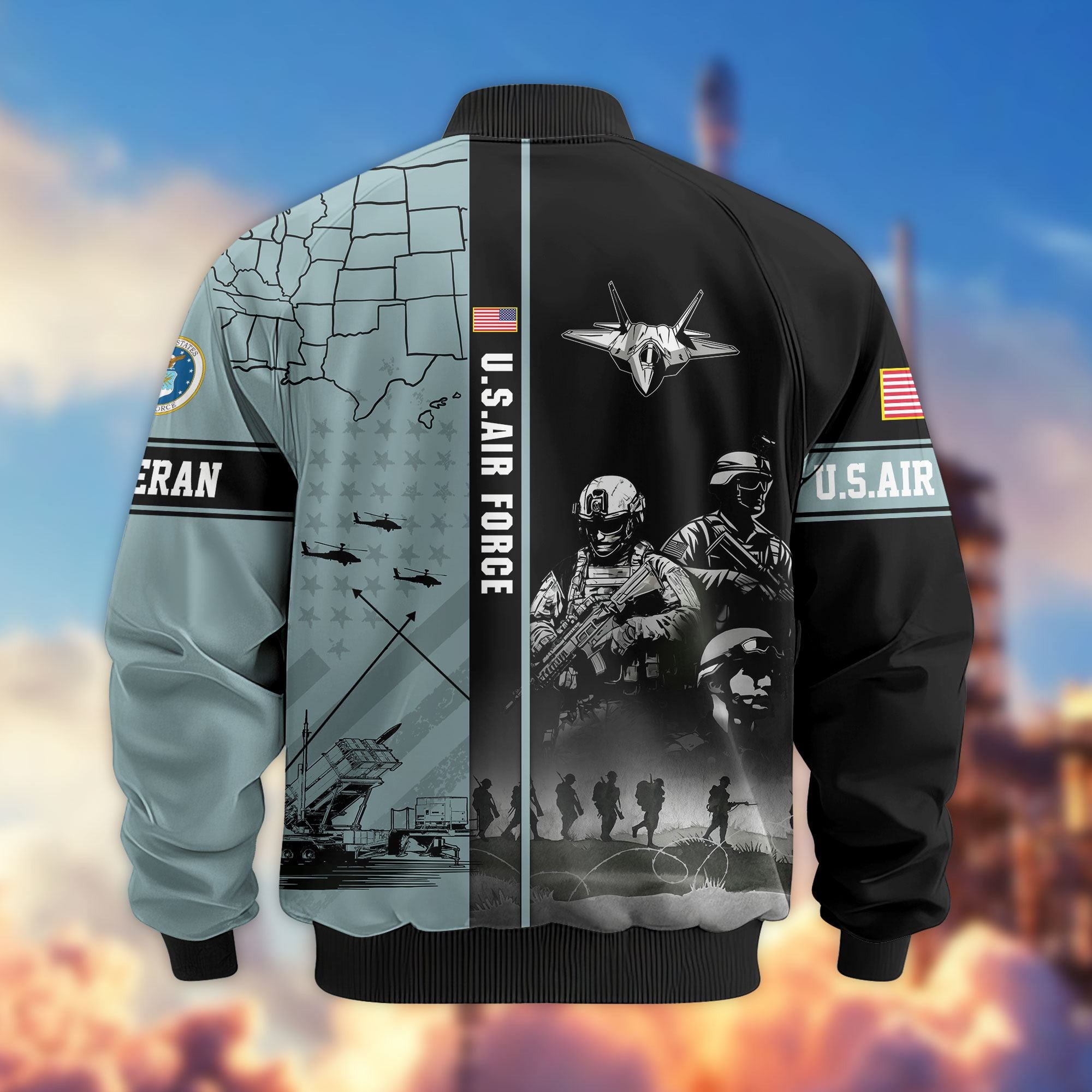 Premium US Veterans Bomber Jacket APHN241011, Gifts For US Veterans, Gifts For Veterans Day