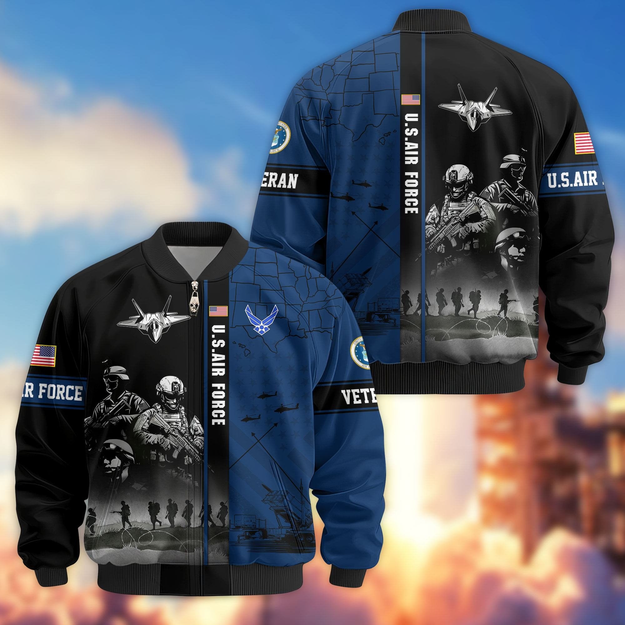 Premium US Veterans Bomber Jacket APHN241011, Gifts For US Veterans, Gifts For Veterans Day
