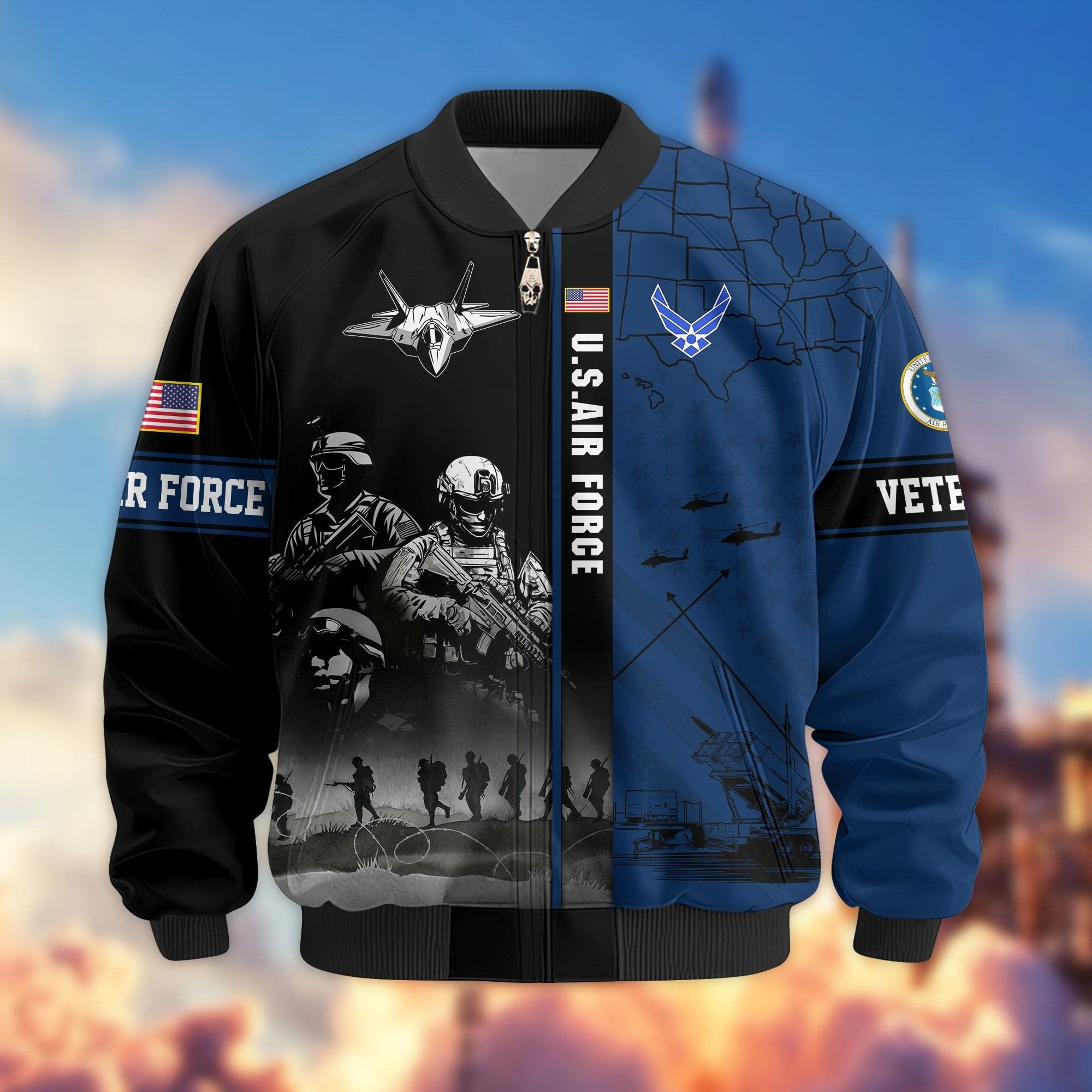 Premium US Veterans Bomber Jacket APHN241011, Gifts For US Veterans, Gifts For Veterans Day