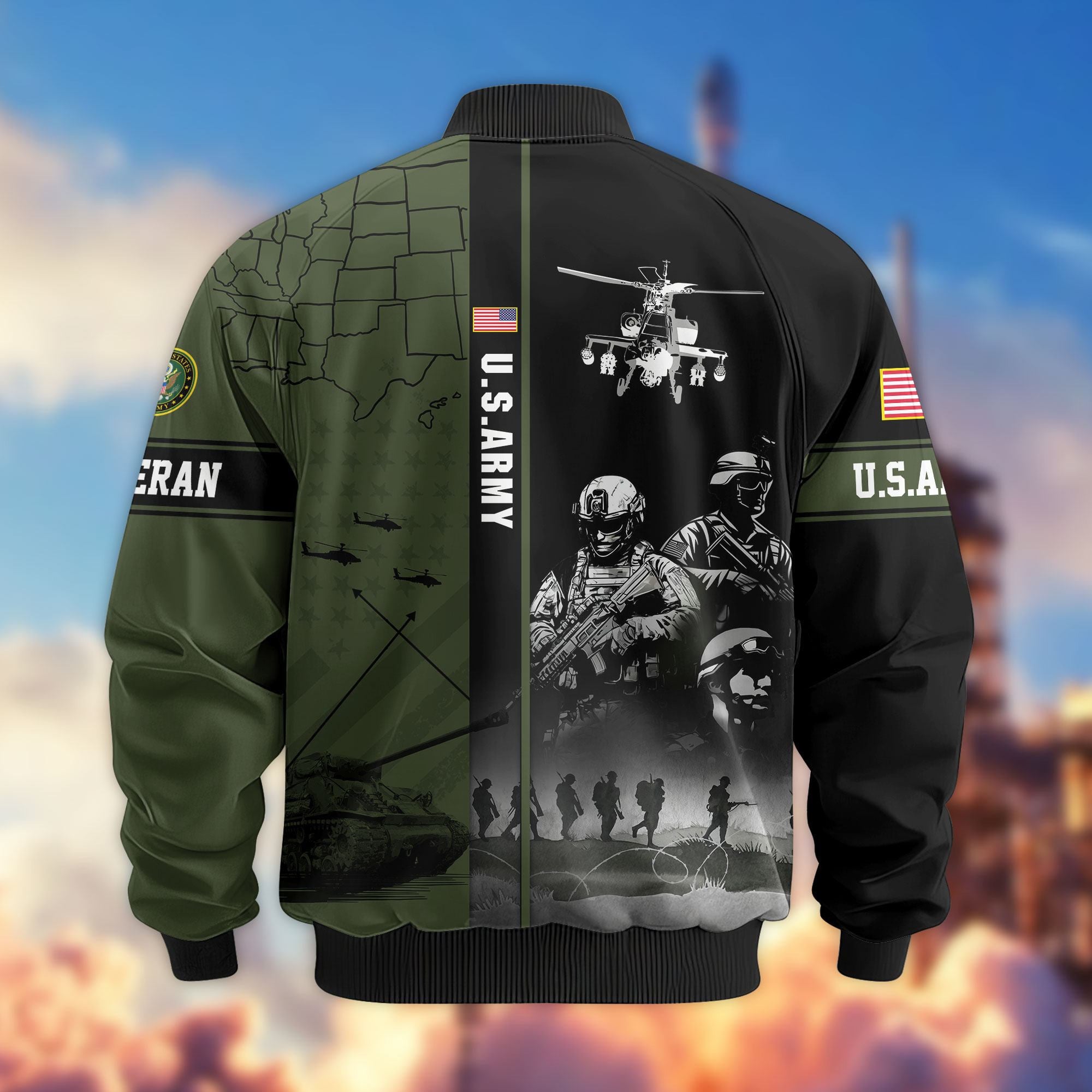 Premium US Veterans Bomber Jacket APHN241011, Gifts For US Veterans, Gifts For Veterans Day