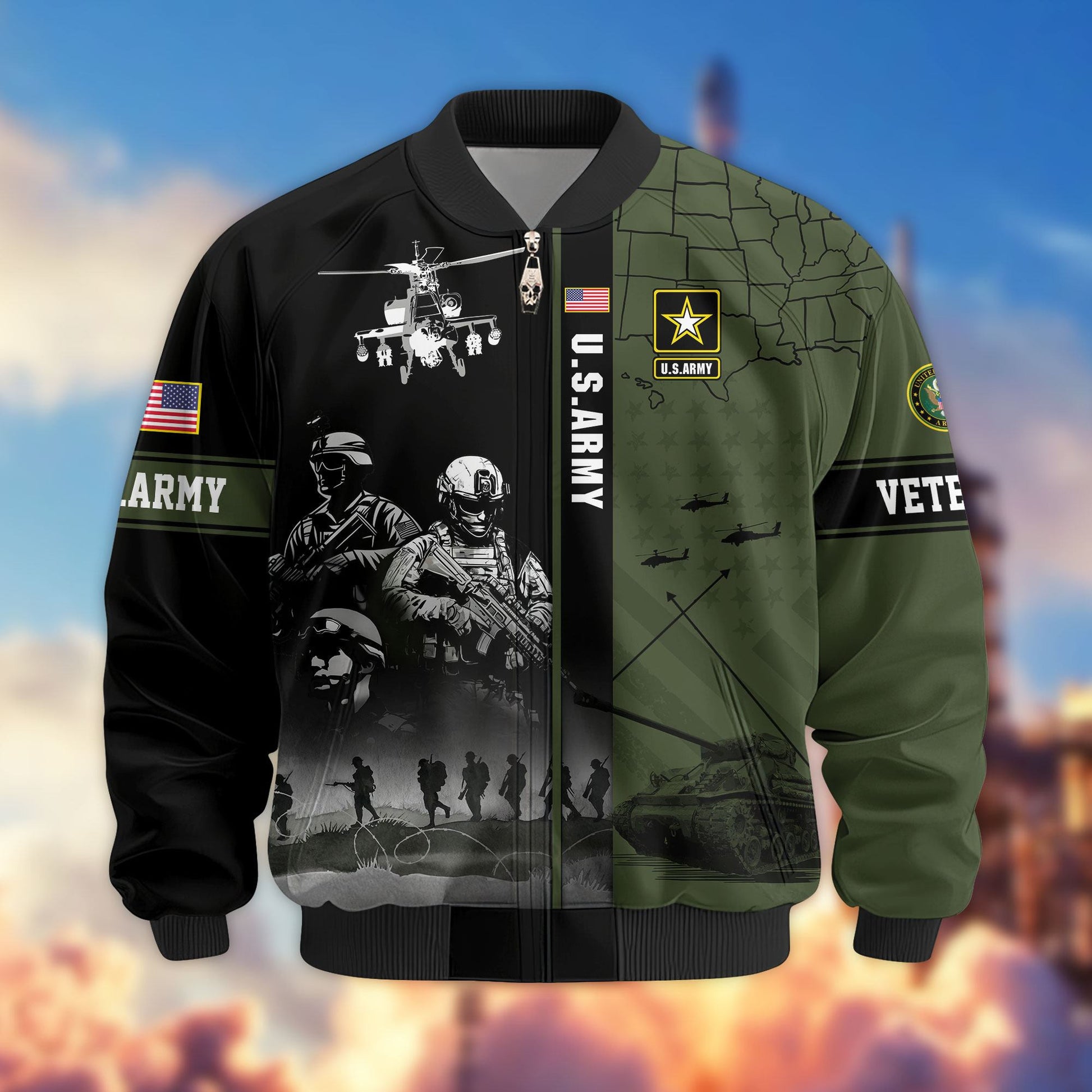 Premium US Veterans Bomber Jacket APHN241011, Gifts For US Veterans, Gifts For Veterans Day