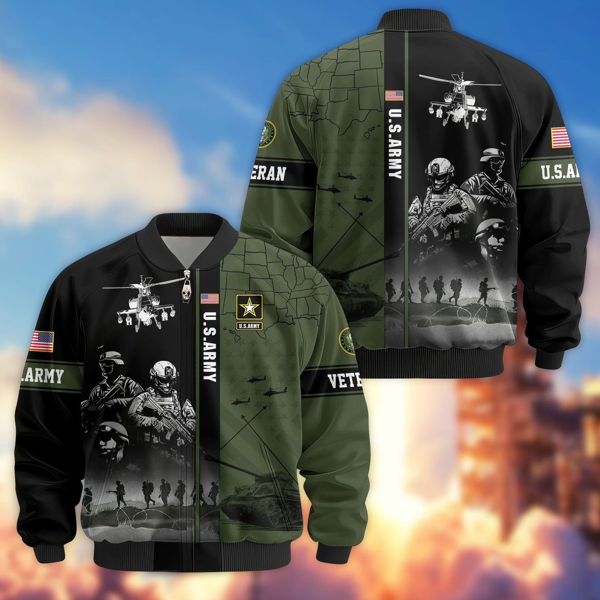 Premium US Veterans Bomber Jacket APHN241011, Gifts For US Veterans, Gifts For Veterans Day